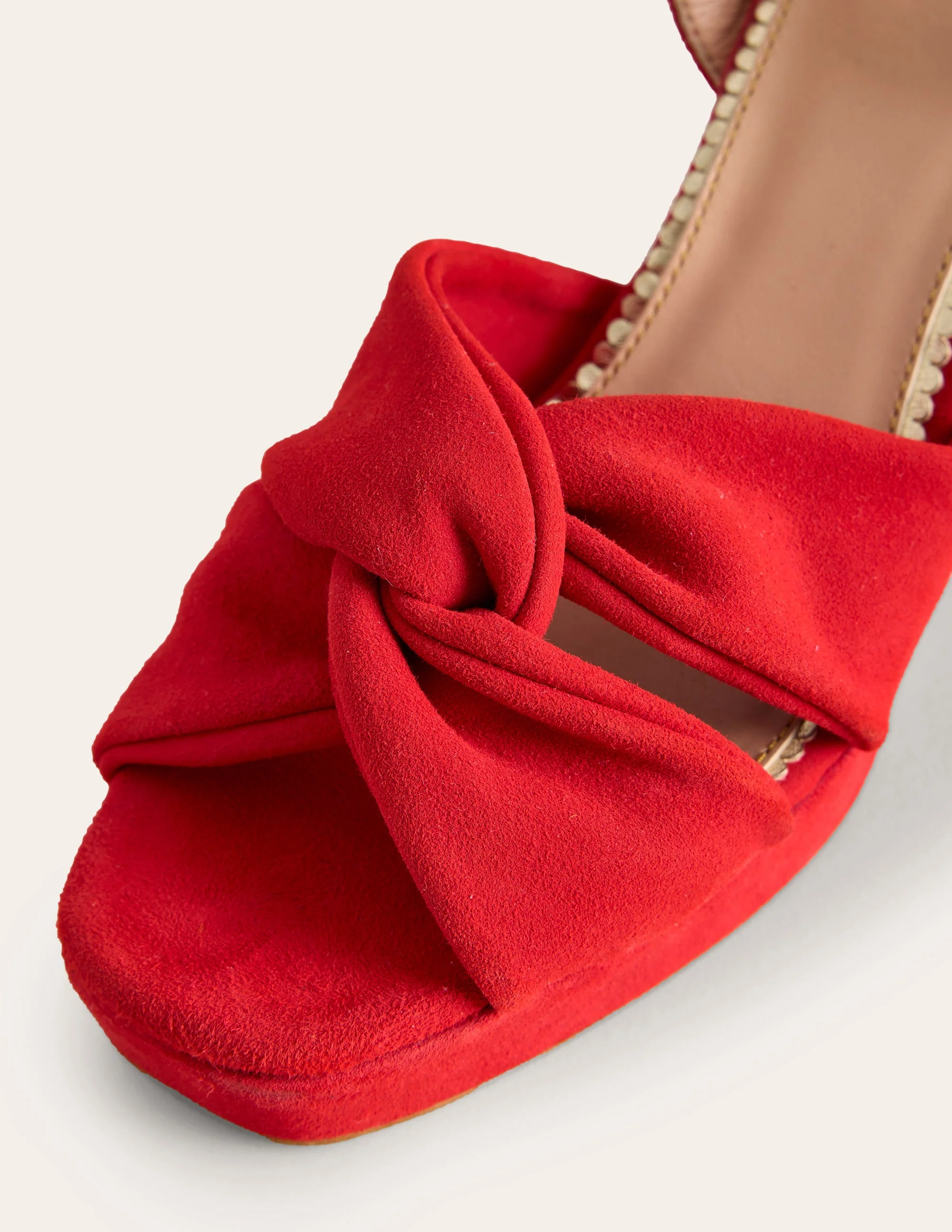 Twist Front Platform Sandals-Red Suede - Image 4