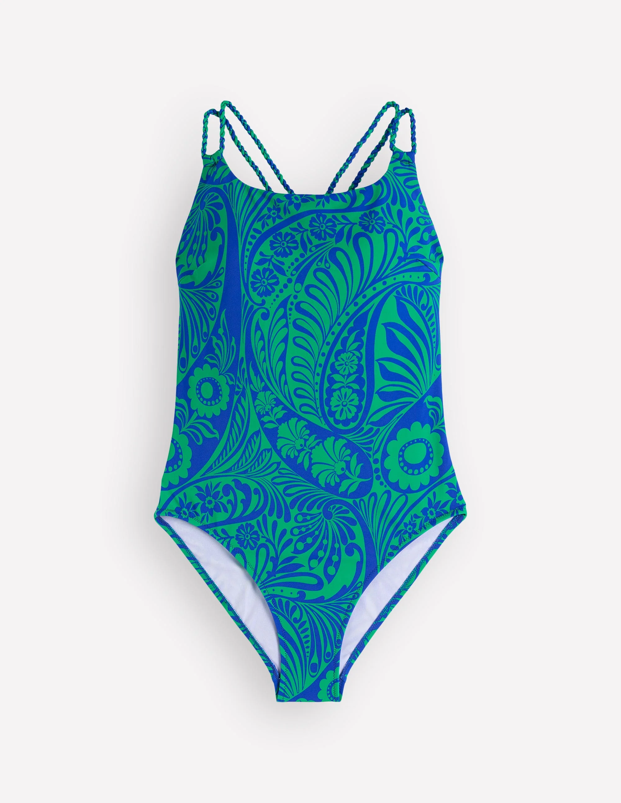 Twist Strap Swimsuit-Blue, Enchanted Paisley - Image 5