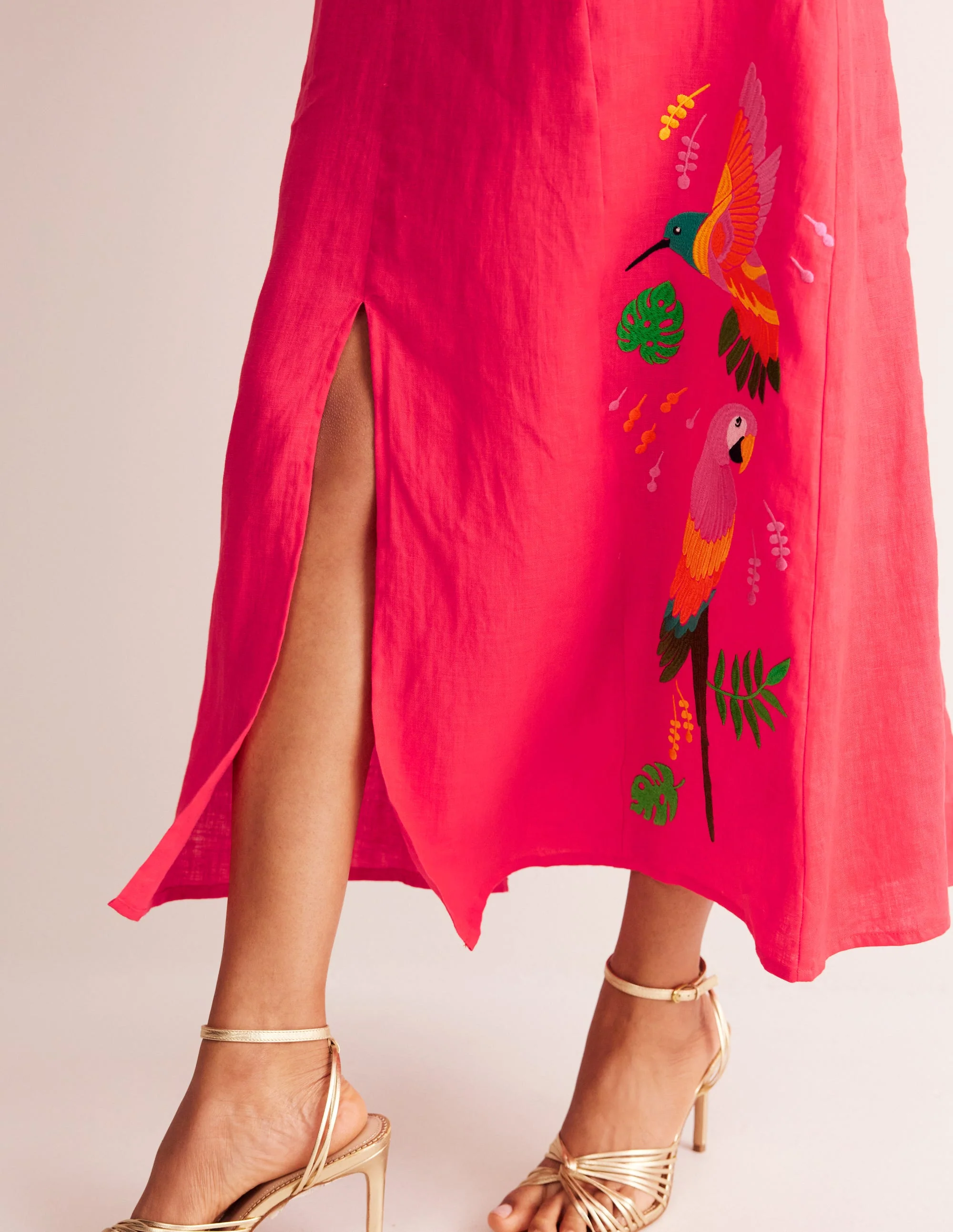 Una Linen Midi Dress-Hibiscus - Image 4