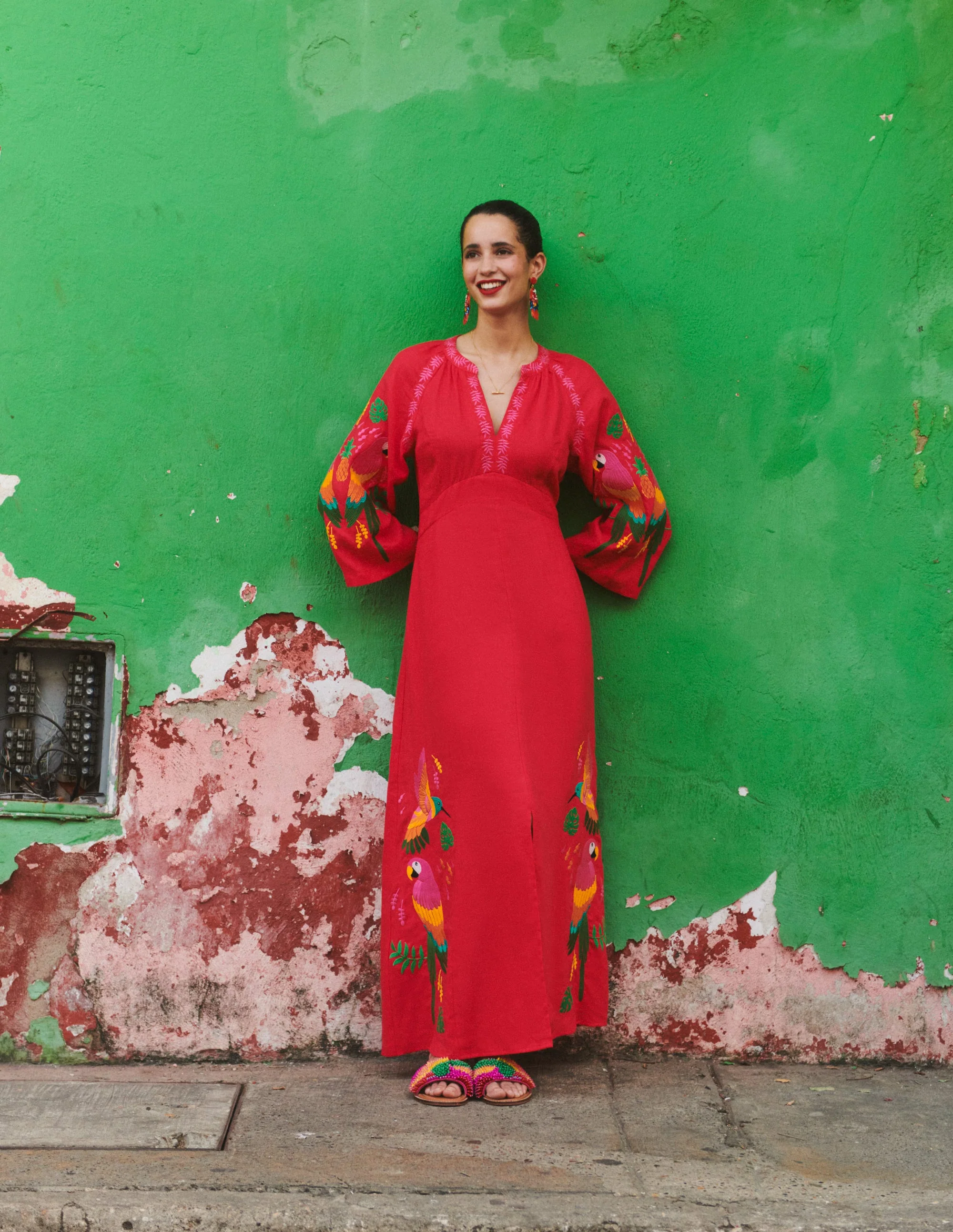 Una Linen Midi Dress-Hibiscus - Image 5
