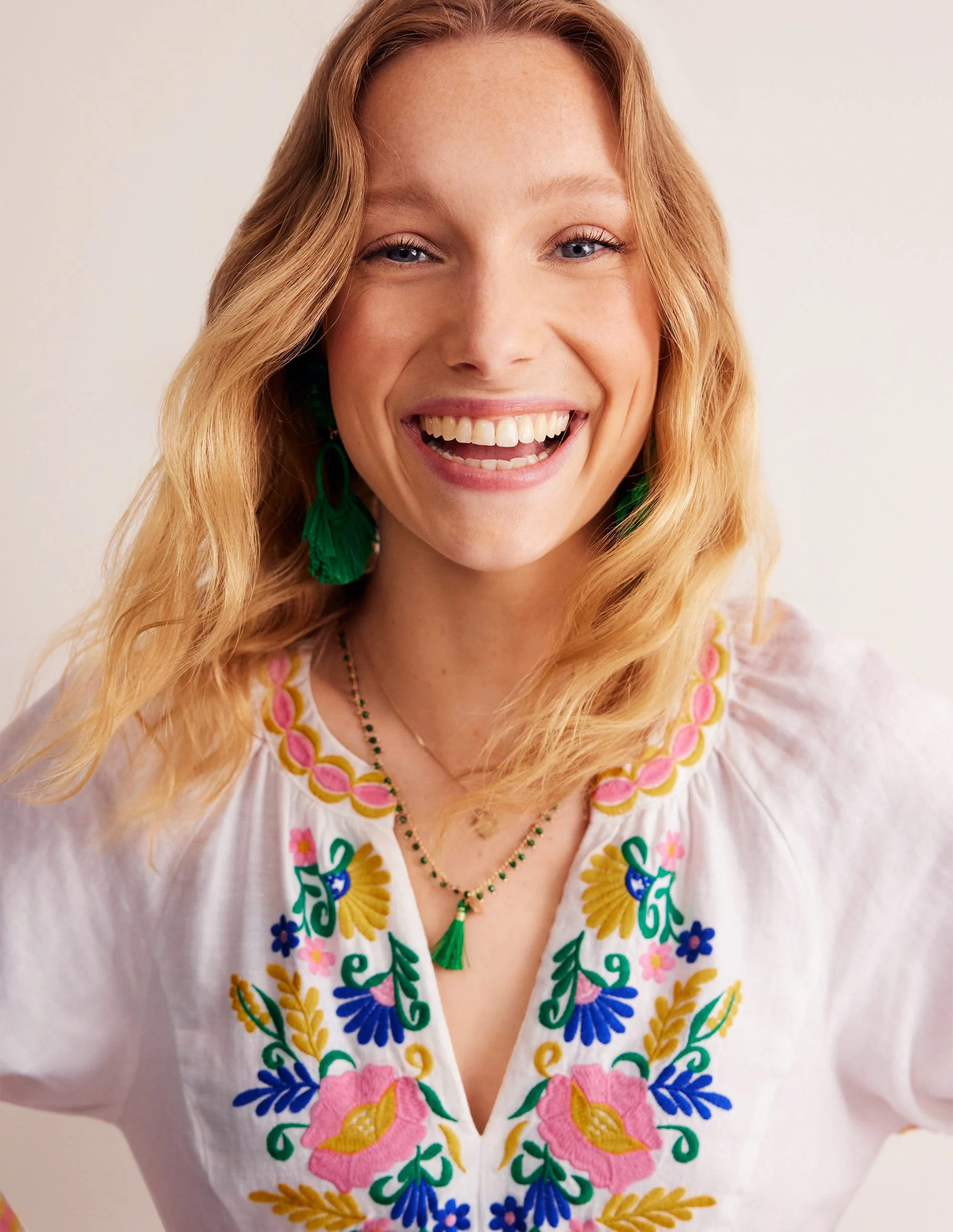 Una Linen Midi Dress-Ivory Embroidery - Image 2