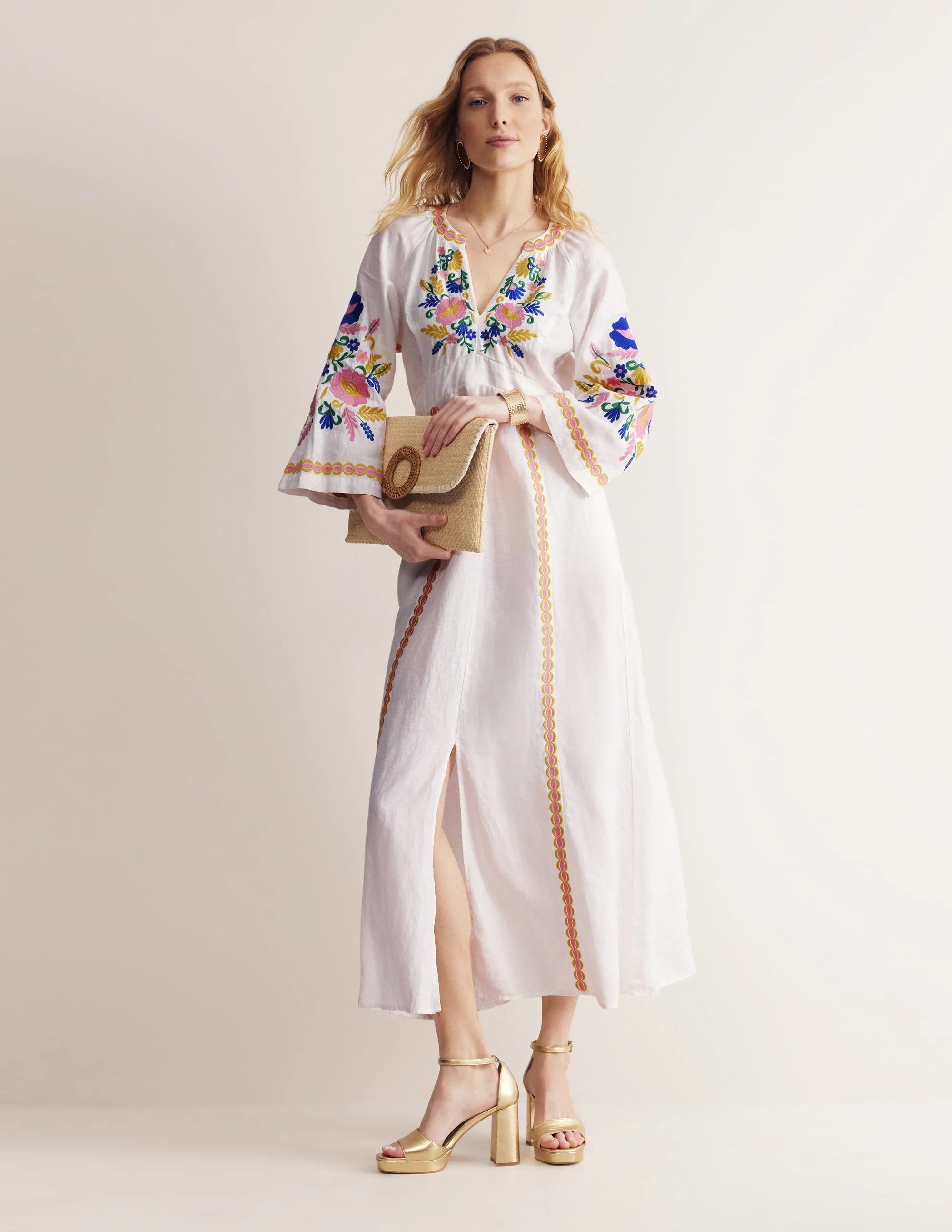Una Linen Midi Dress-Ivory Embroidery - Image 6
