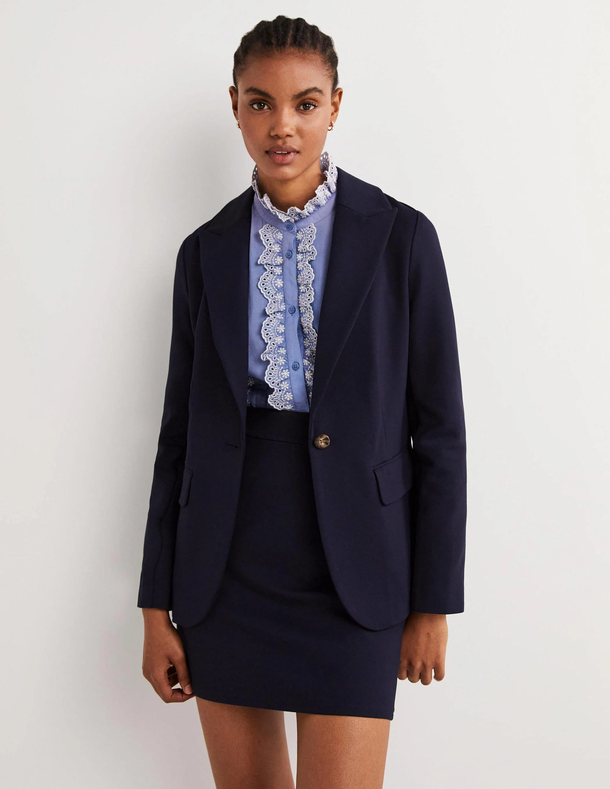 Unlined Jersey Blazer-Navy