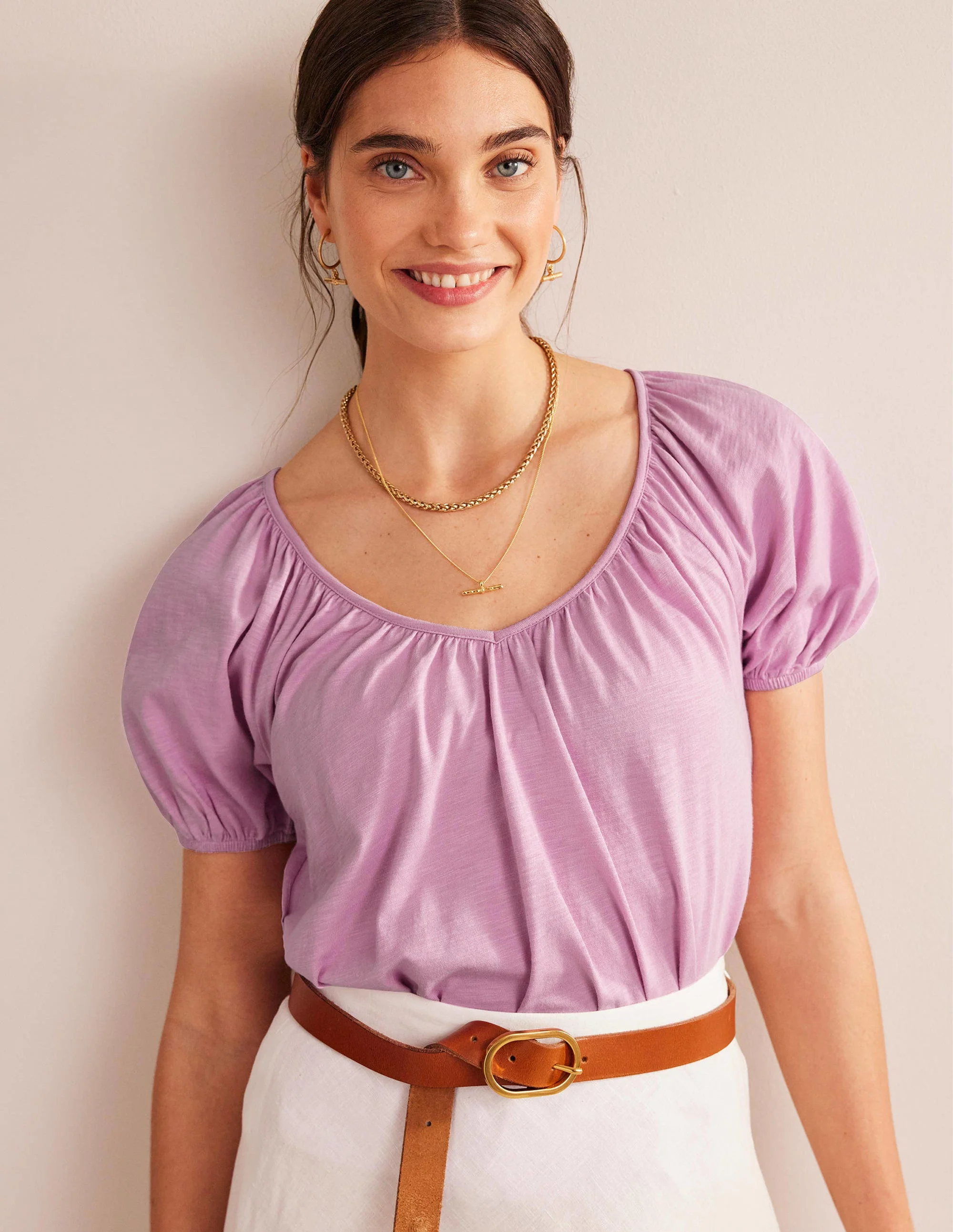 V-Neck Jersey Swing Top-Soft Lavender - Image 4
