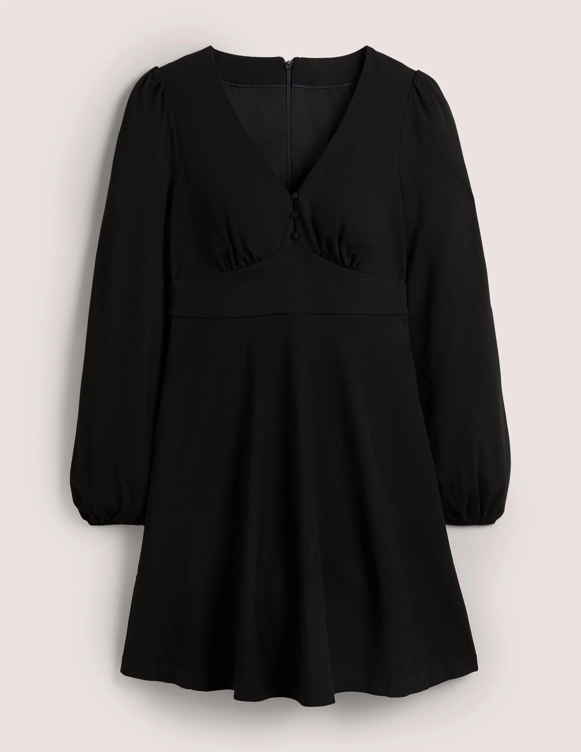 V-Neck Jersey Tea Dress-Black - Image 5