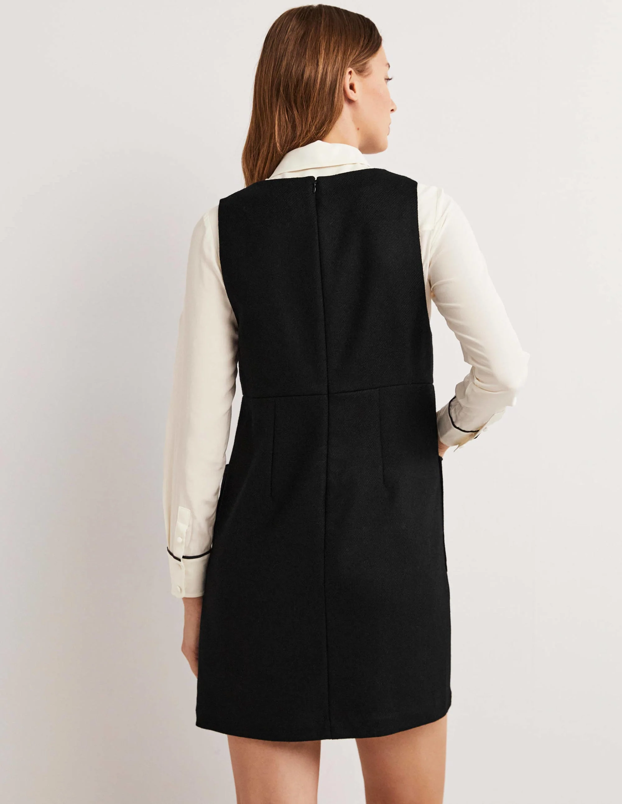 V-Neck Mini Shift Dress-Black - Image 3