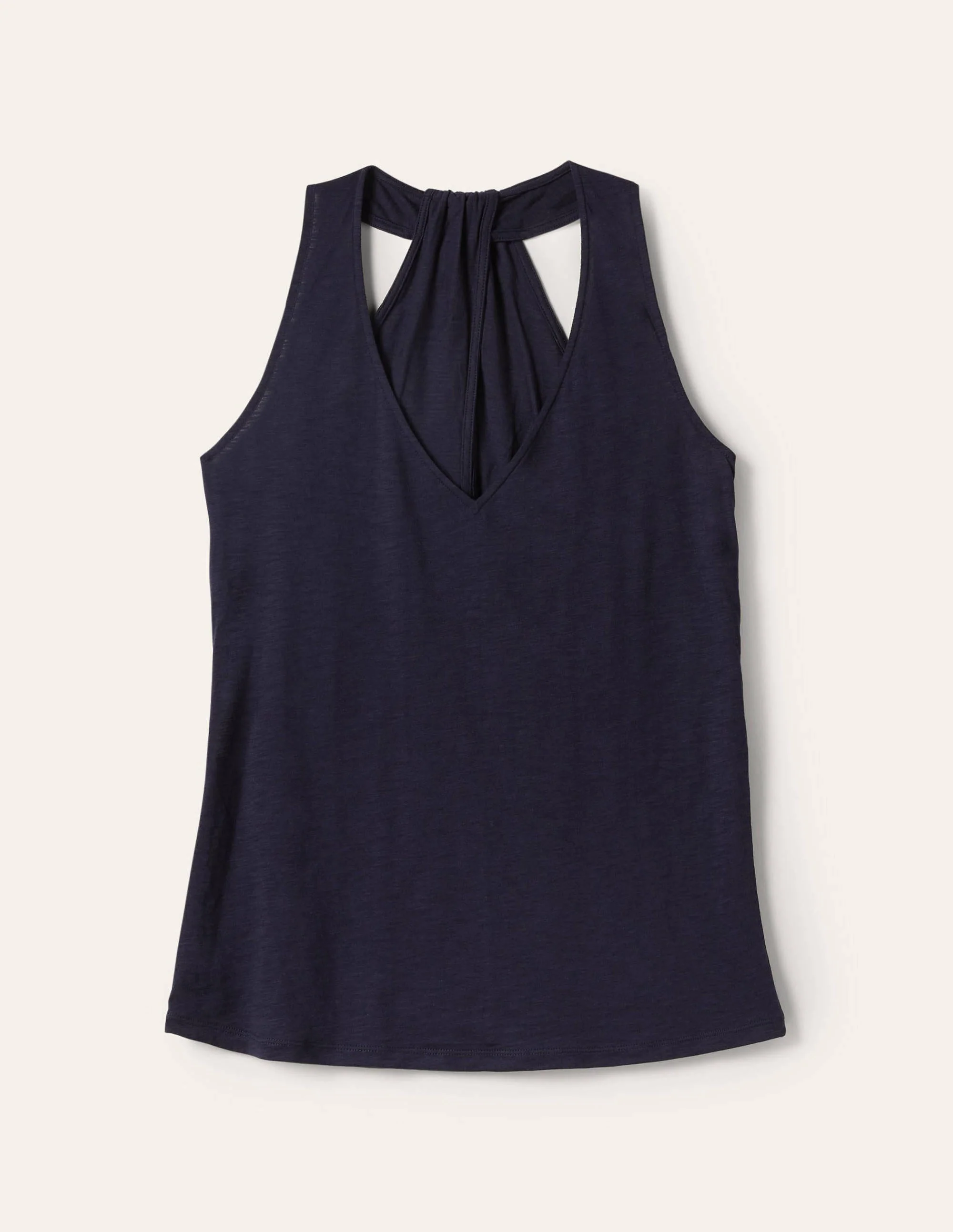V-Neck Twist Back Jersey Top-Navy - Image 5