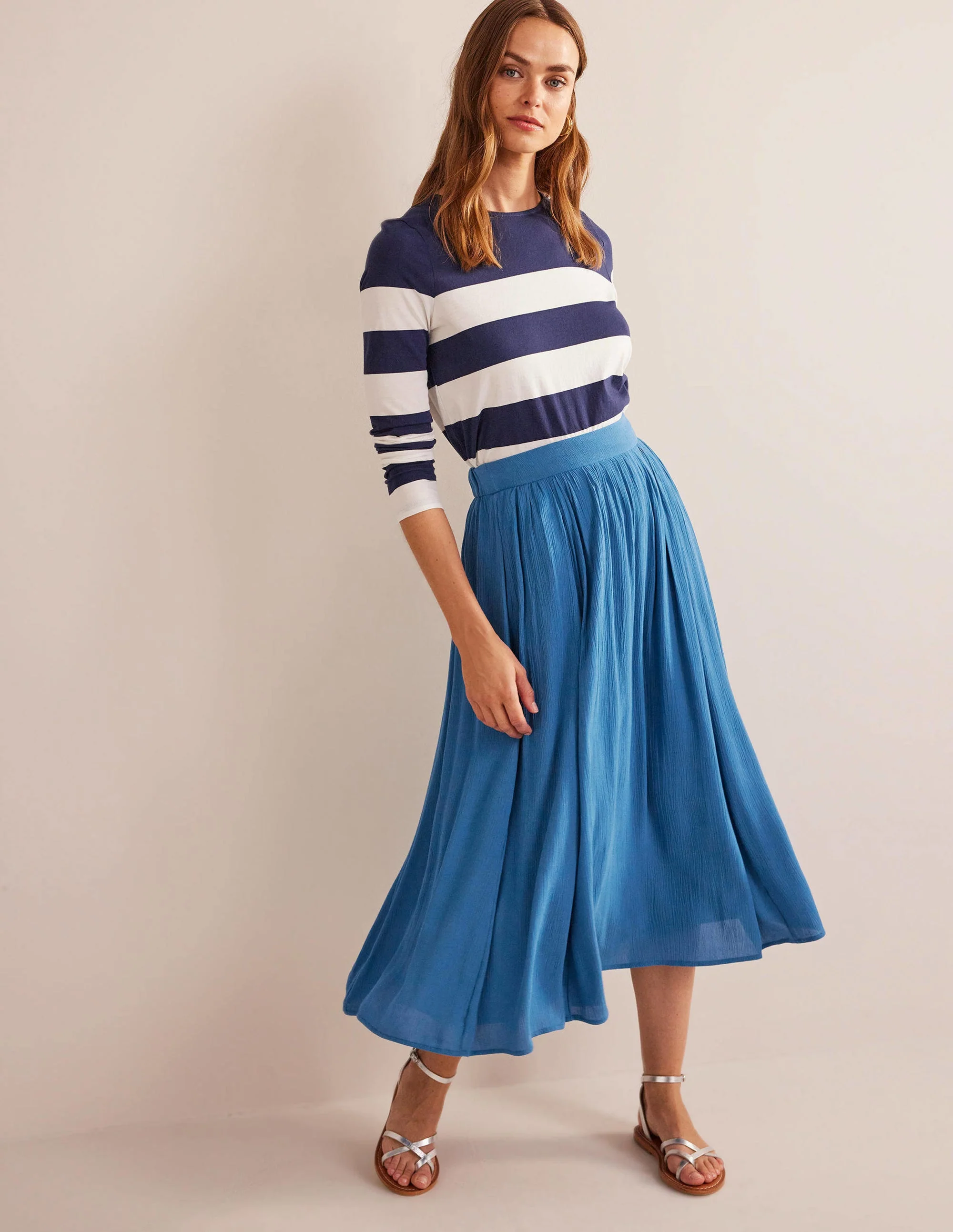 Vacation Midi Skirt-Aegean blue