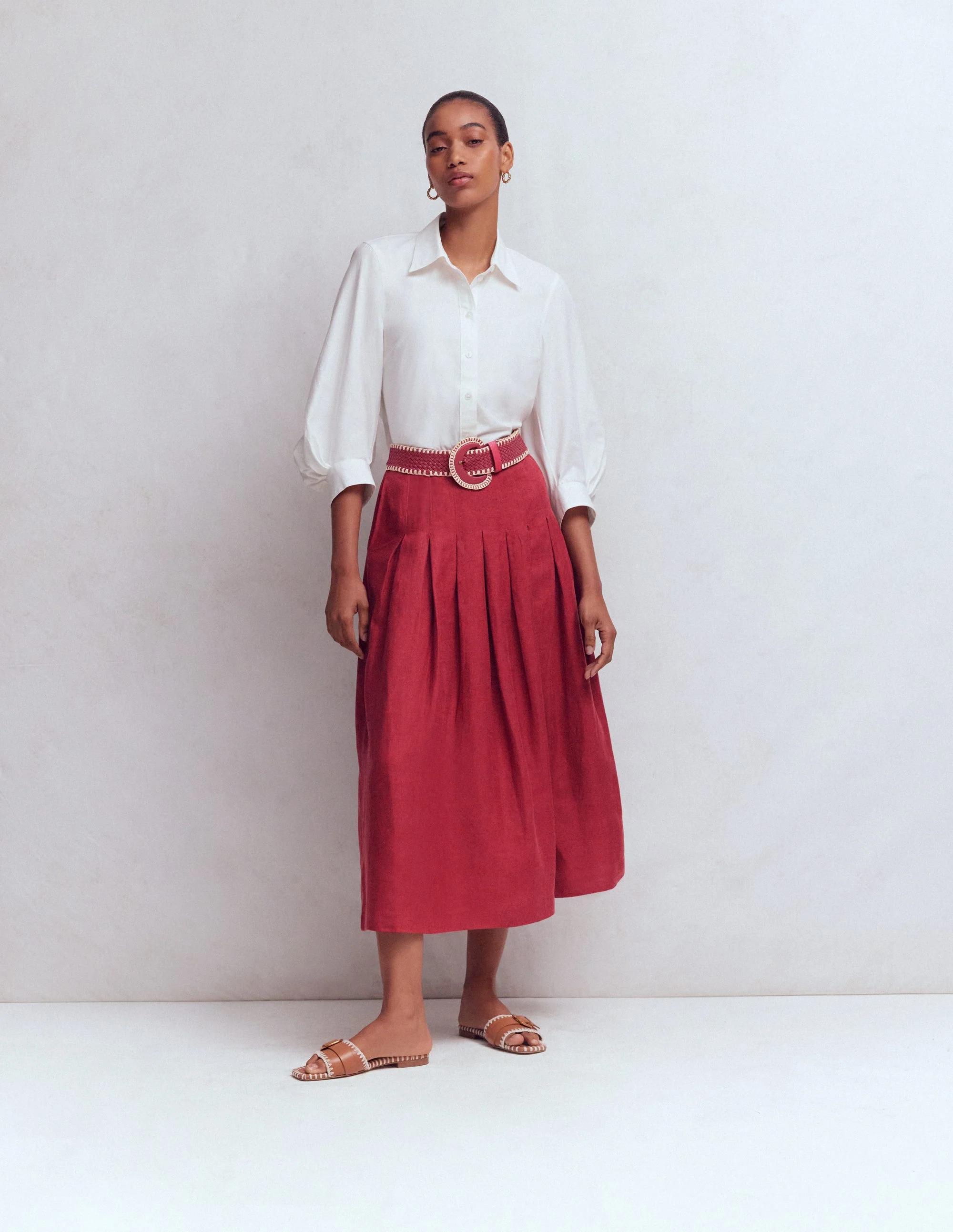 Valentina Linen Skirt-Rich Chestnut