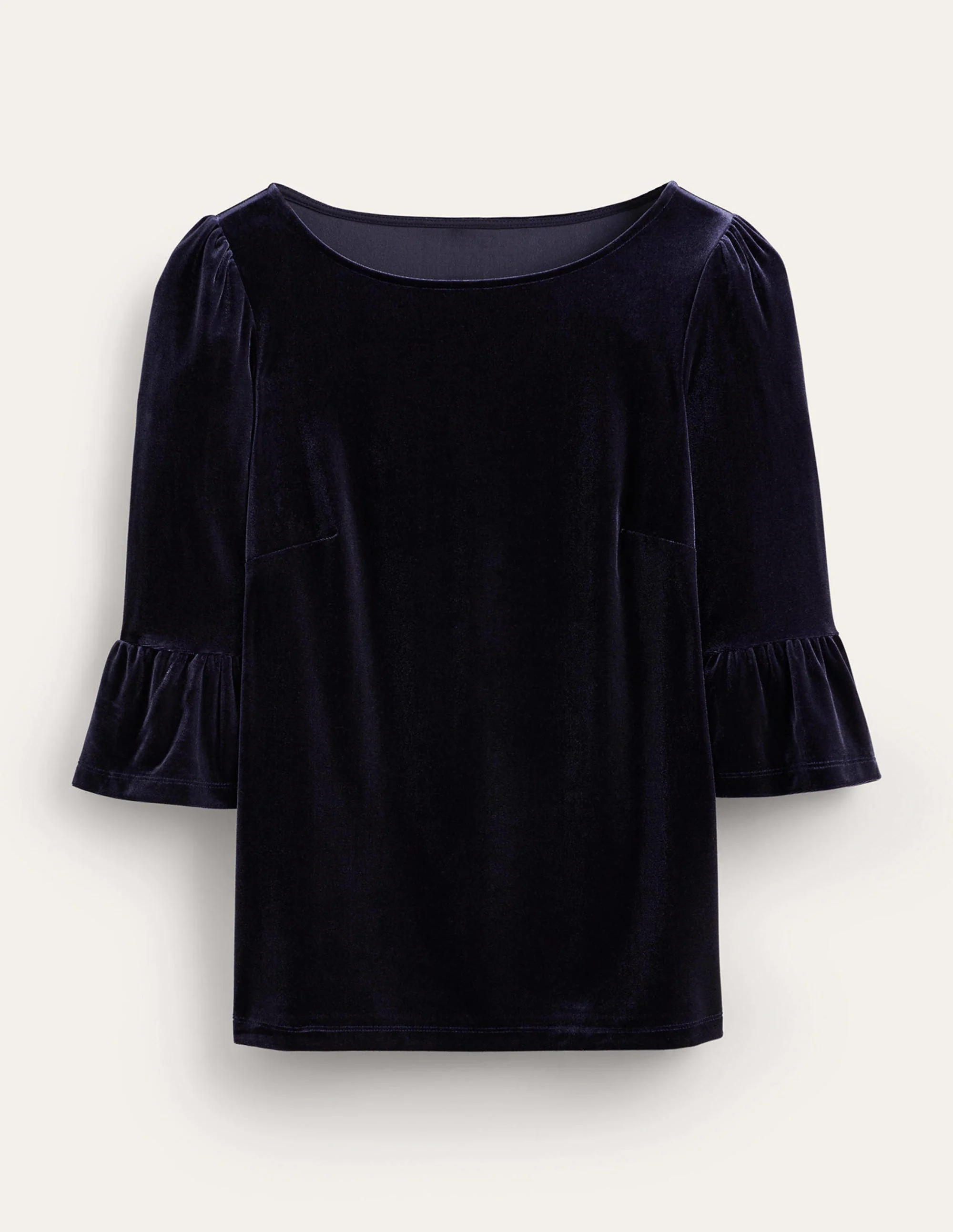 Velvet Ruffle Cuff Top-Navy - Image 5