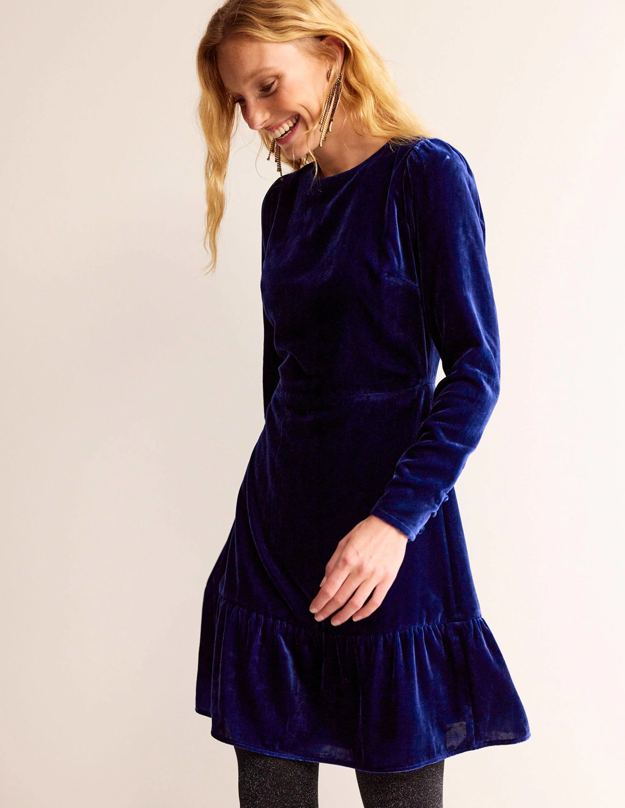 Velvet Short Dress-Sapphire Blue