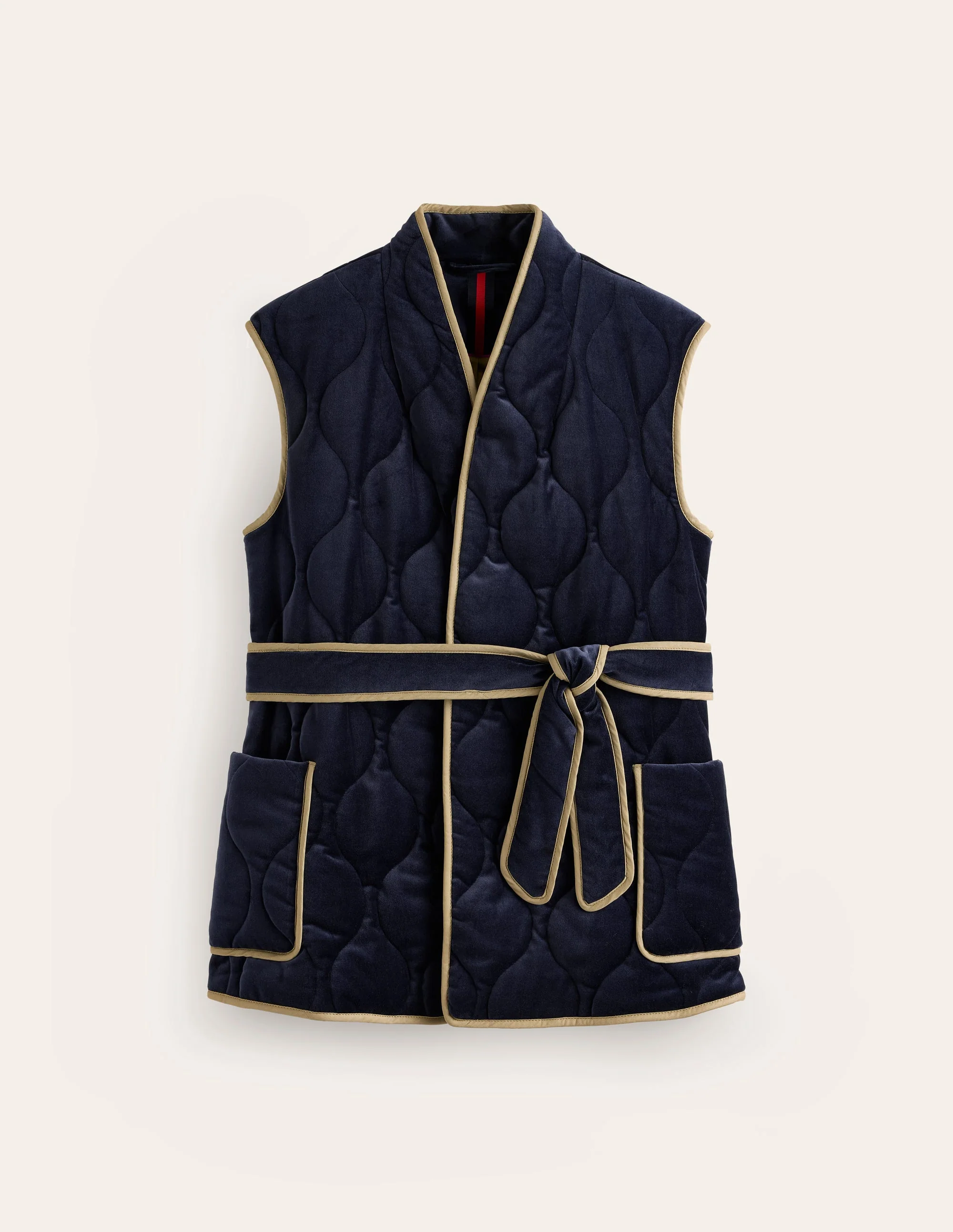 Velvet Wrap Waistcoat-Navy - Image 7