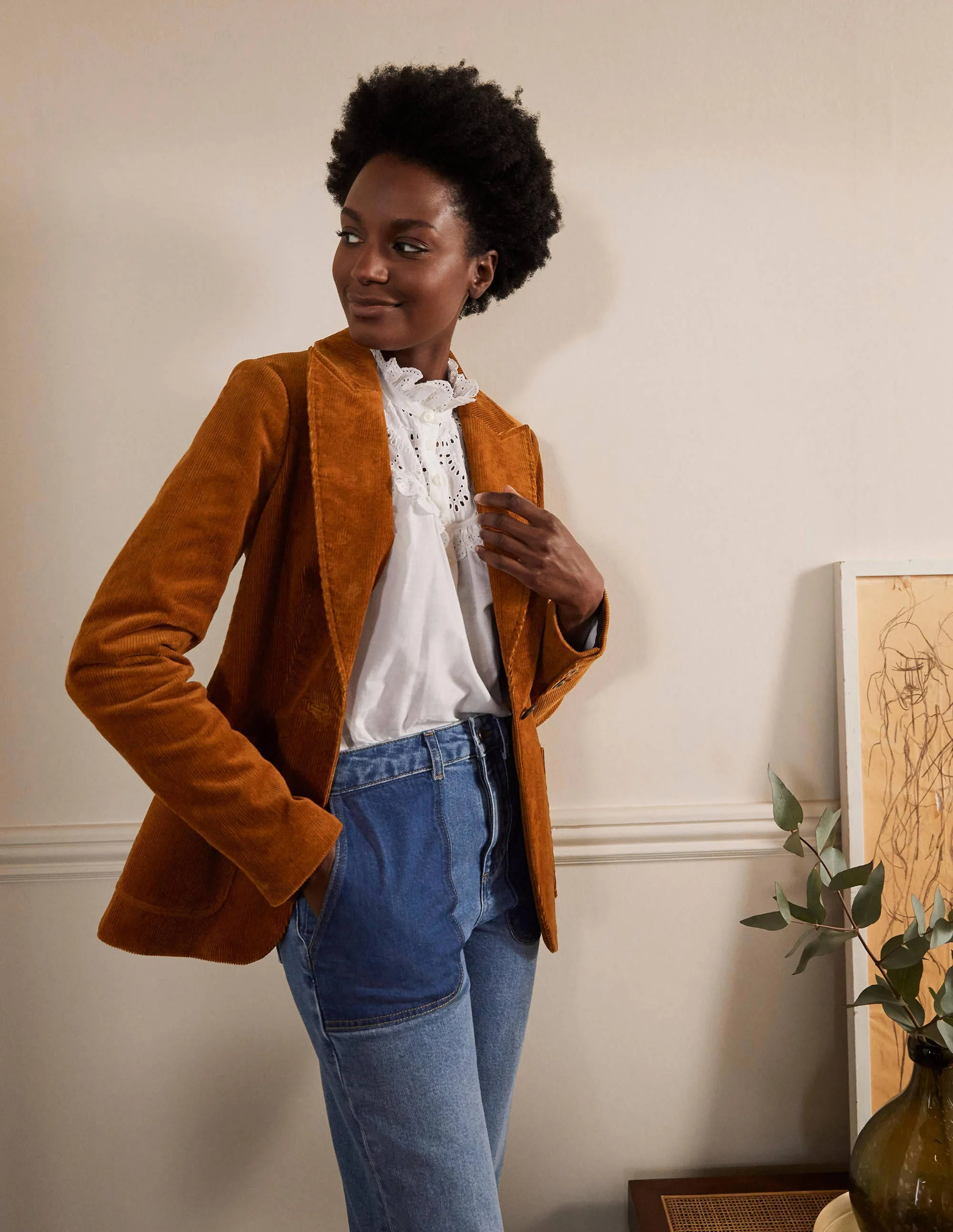 Victoria Cord Blazer-Ginger