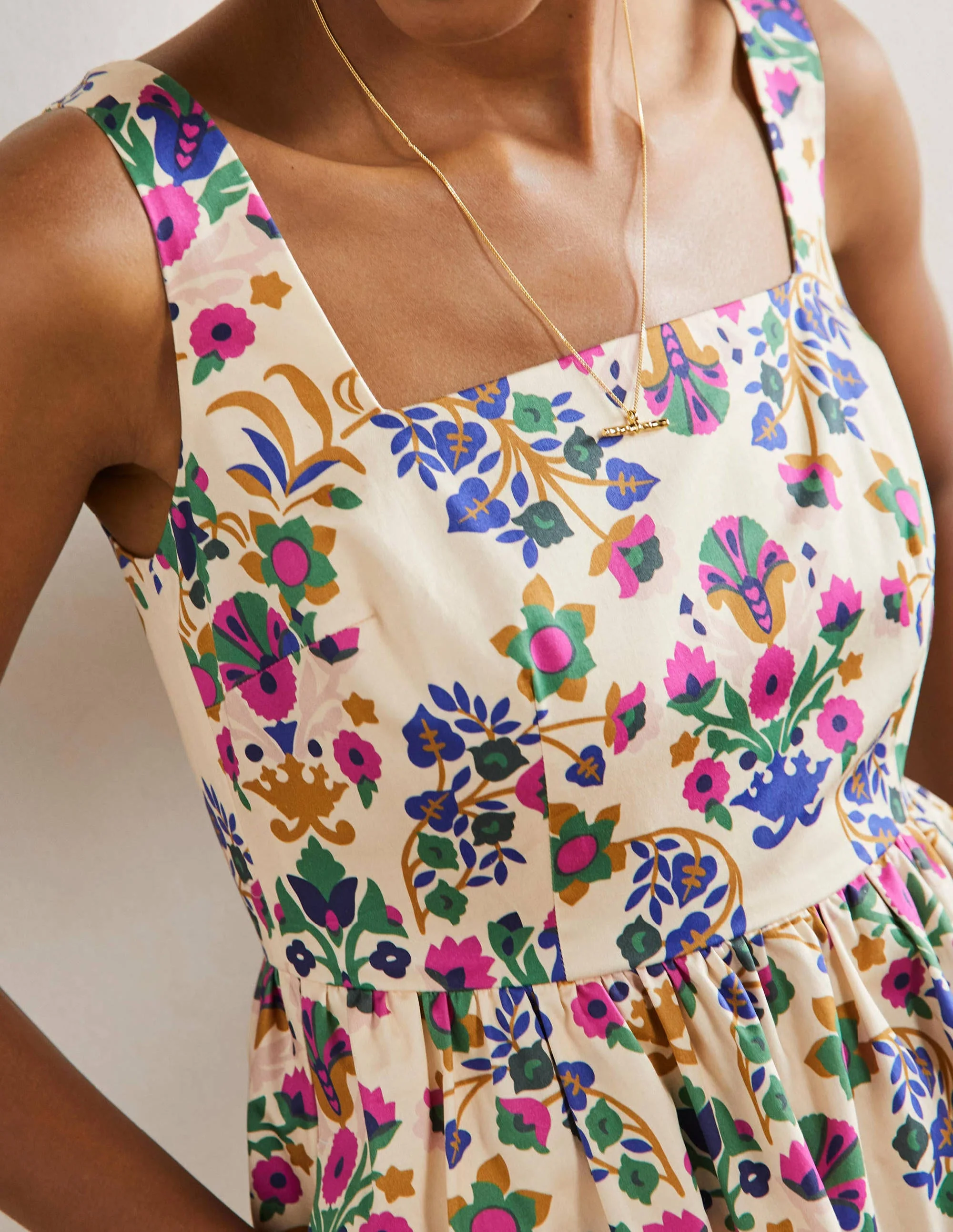 Violet Square Neck Midi Dress-Ivory, Bouquet Flourish - Image 2