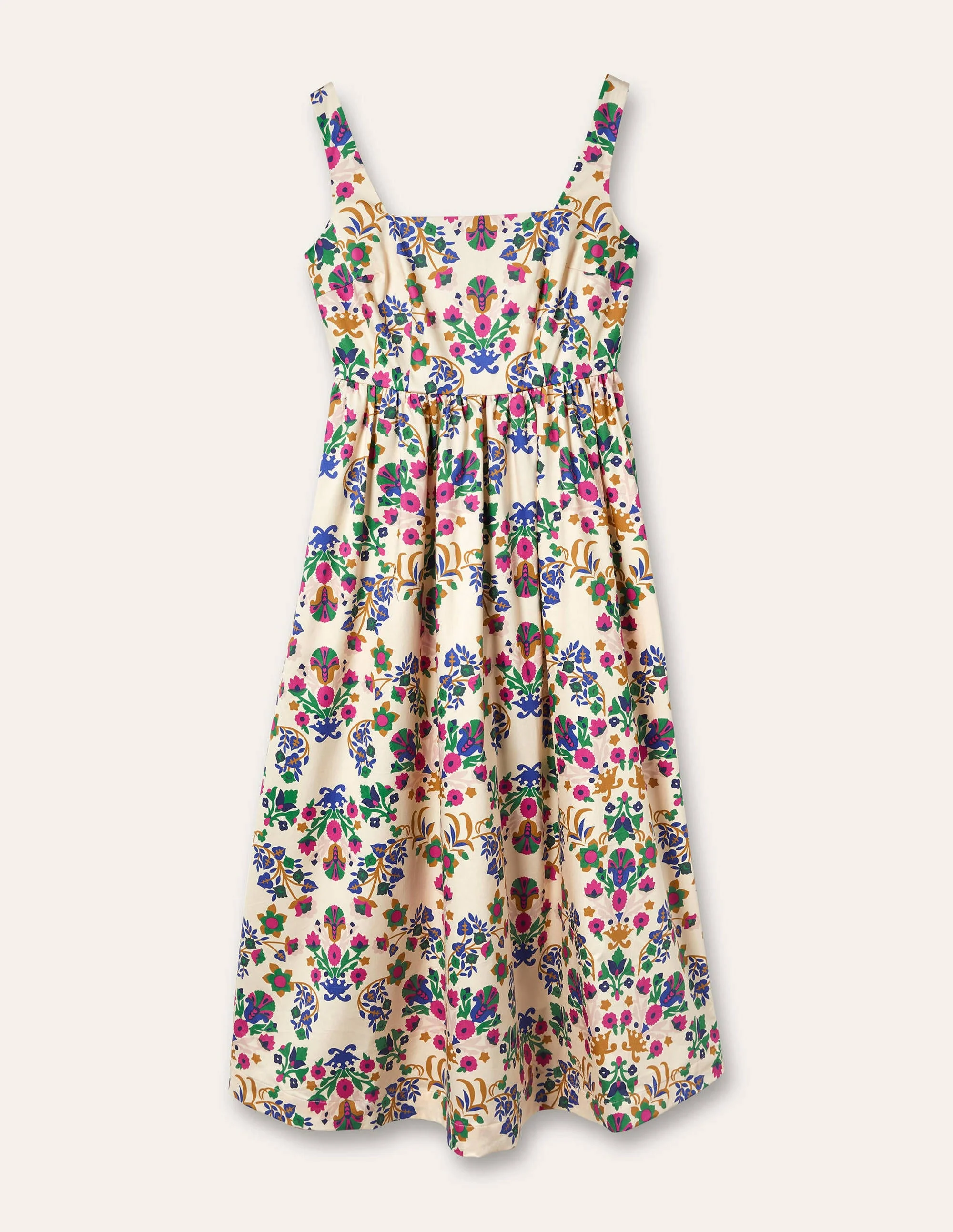 Violet Square Neck Midi Dress-Ivory, Bouquet Flourish - Image 5