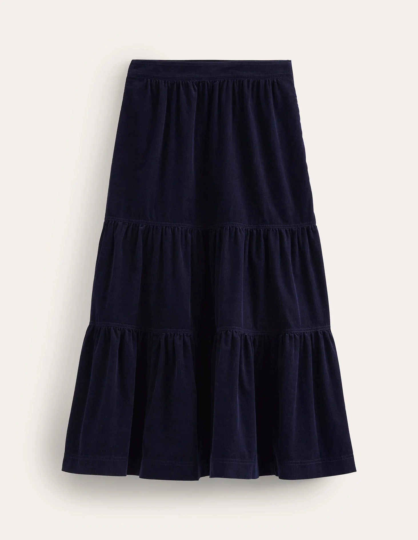 Viv Cord Tiered Maxi Skirt-Navy - Image 5