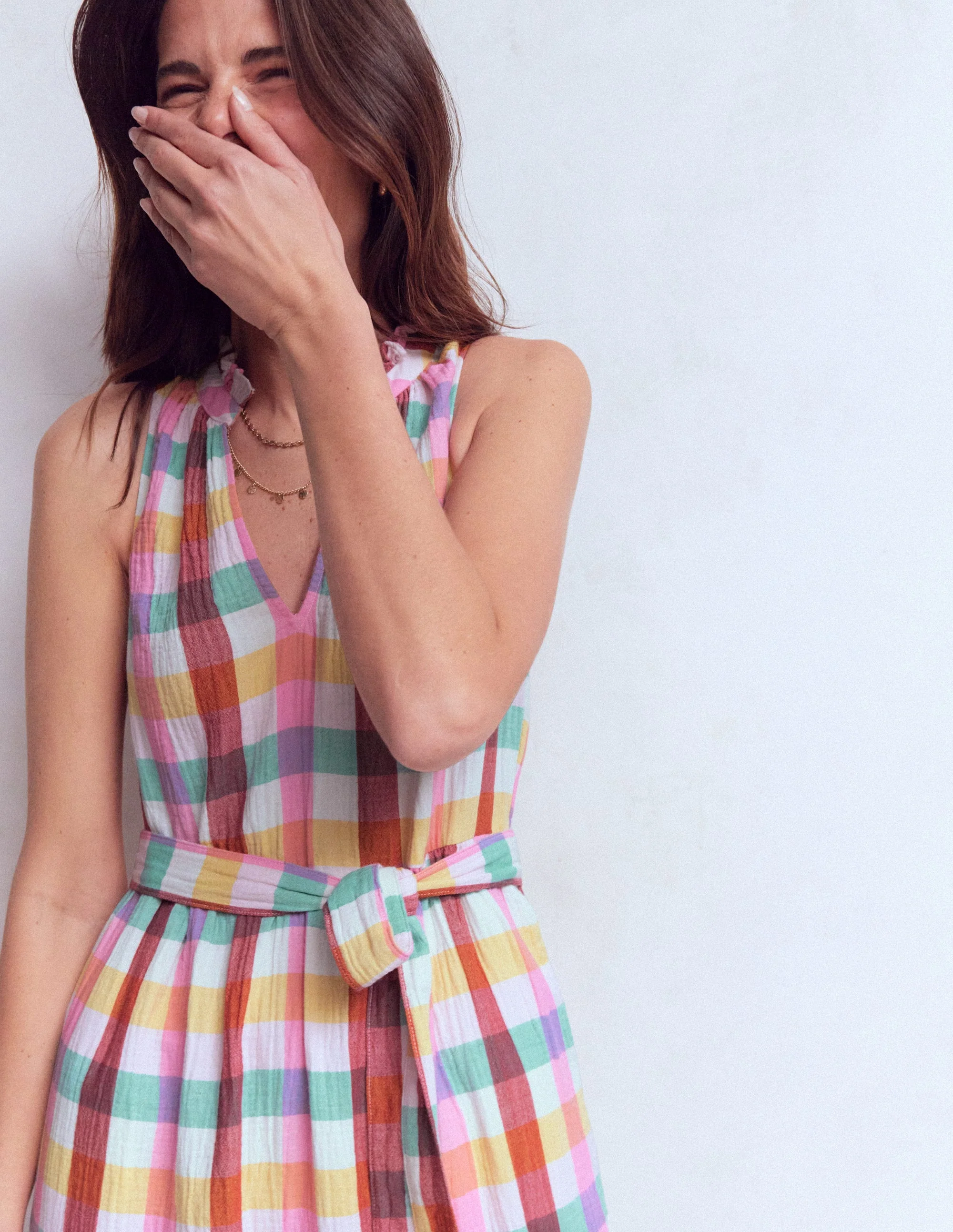 Viv Double Cloth Maxi Dress-Multi Check - Image 5