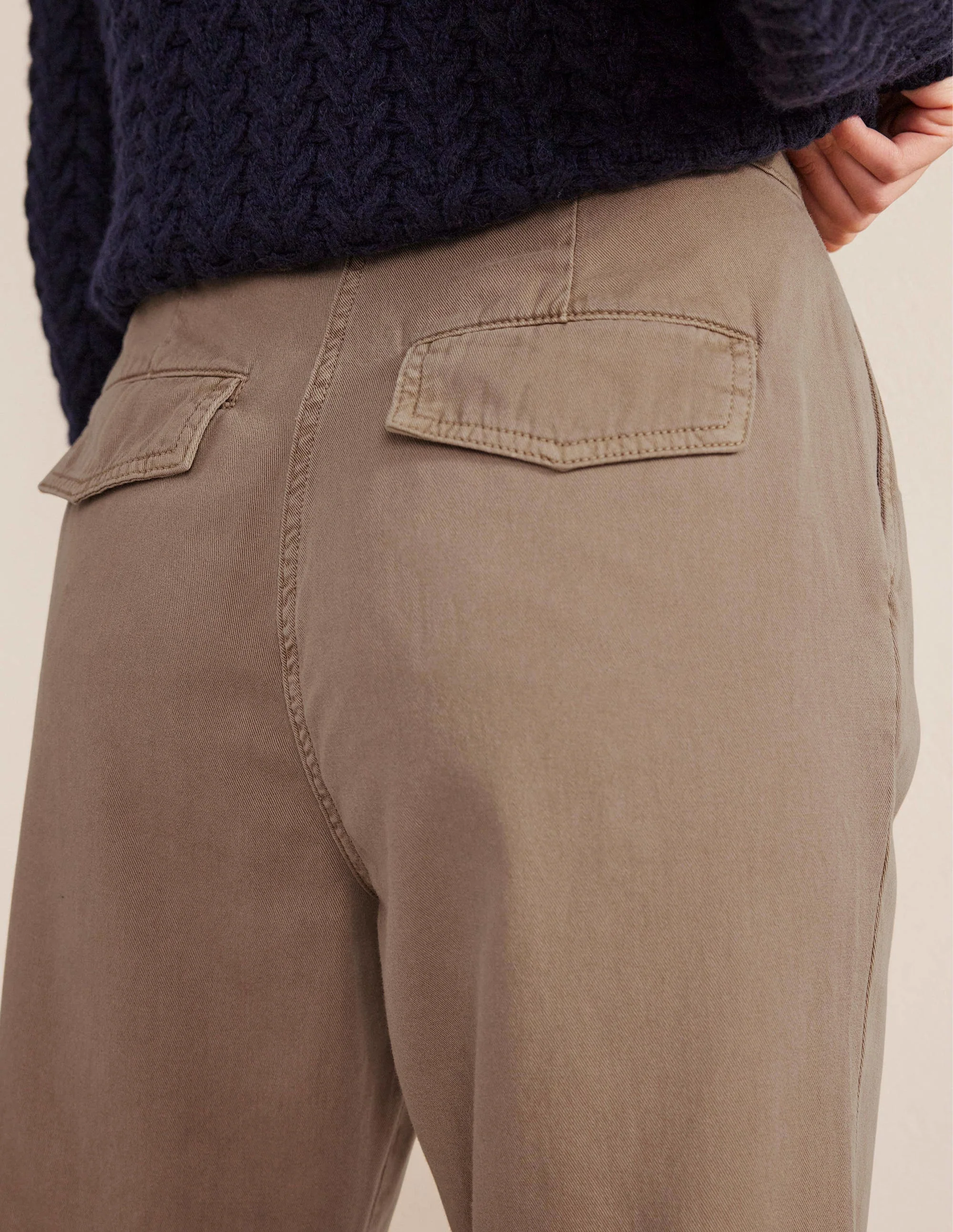 Washed Cotton Casual Pants-Doe - Image 2