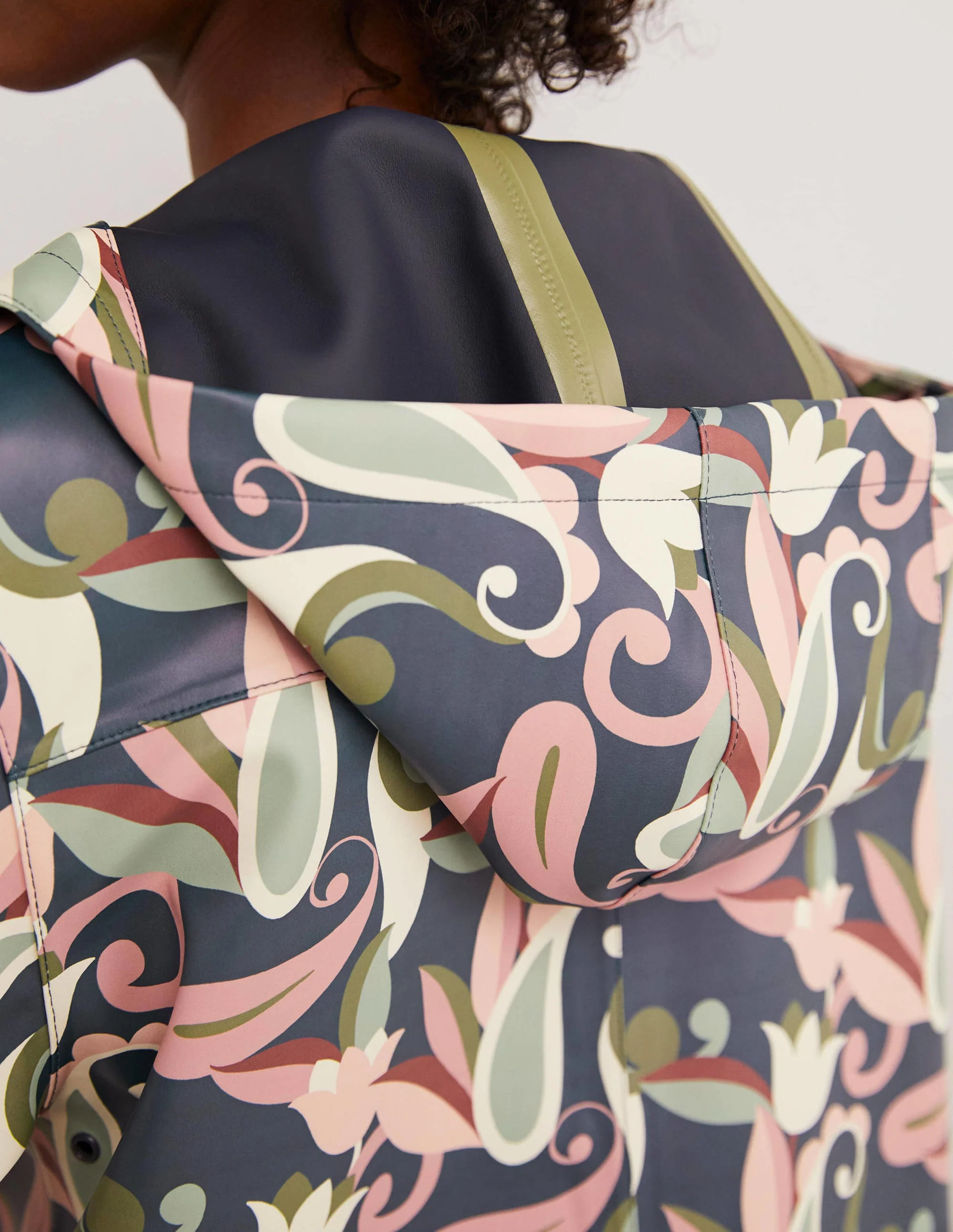 Waterproof Longline Raincoat-Multi, Paisley Meadow - Image 2