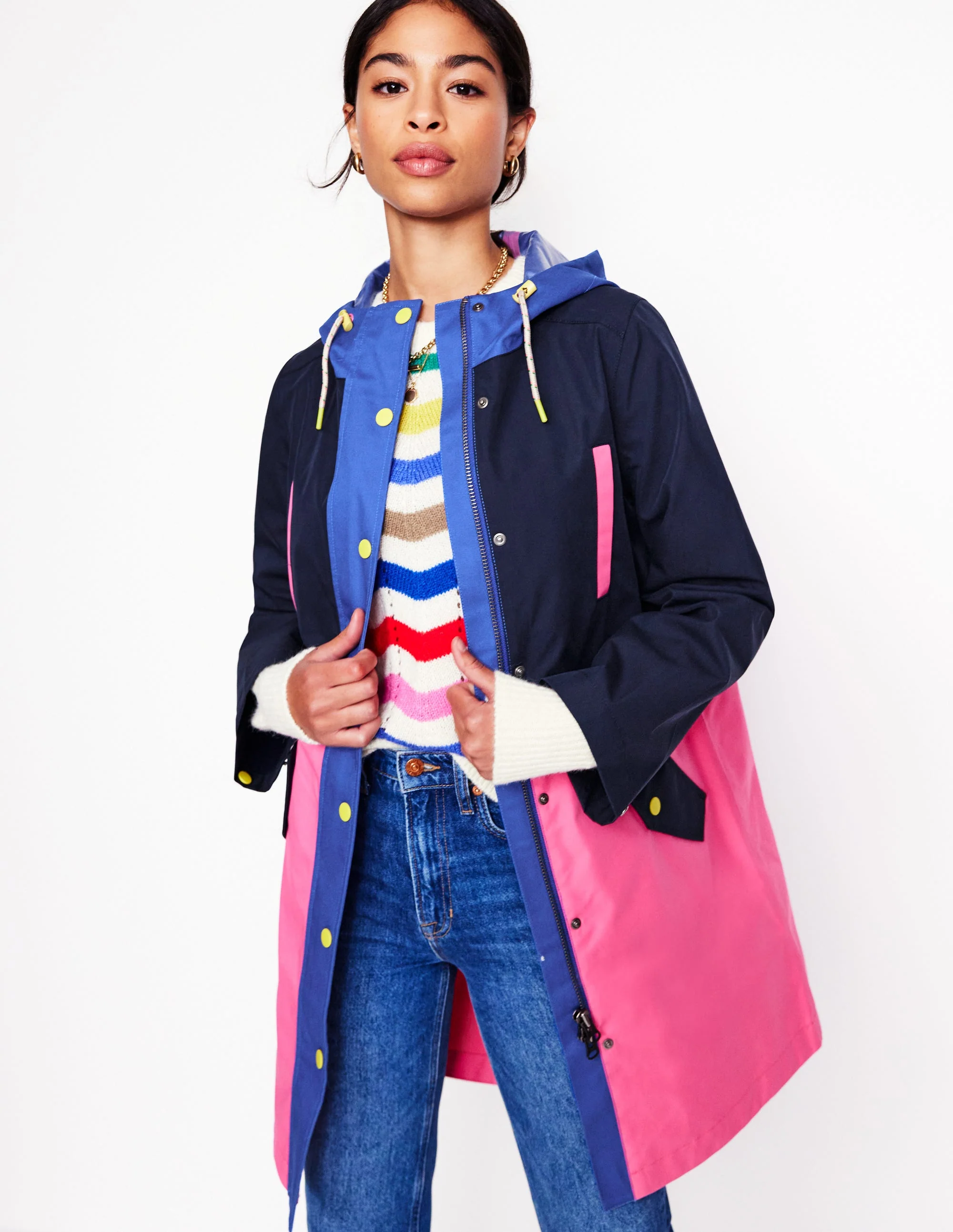 Wells Waterproof Hooded Coat-Colourblock