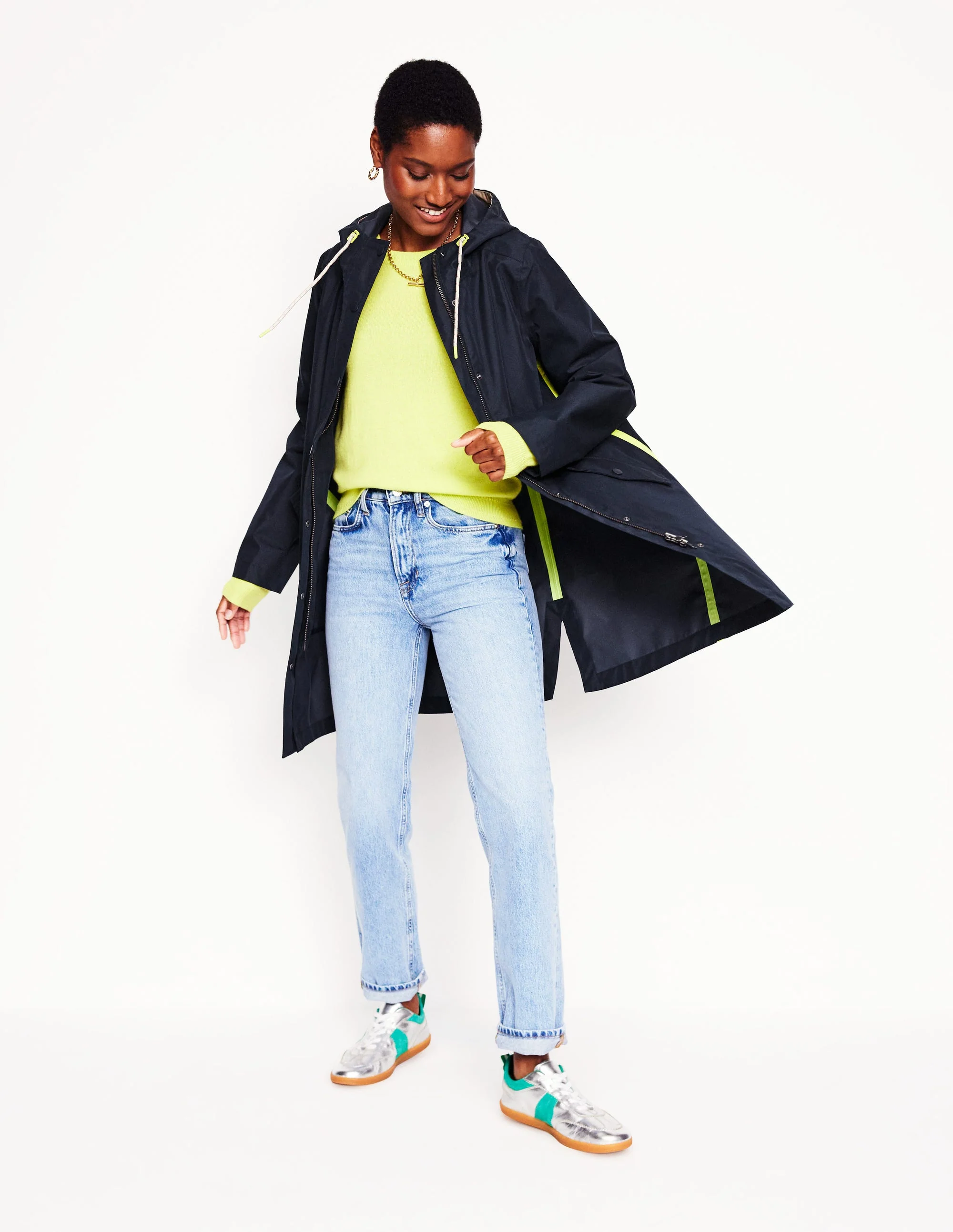 Wells Waterproof Hooded Coat-Navy - Image 5