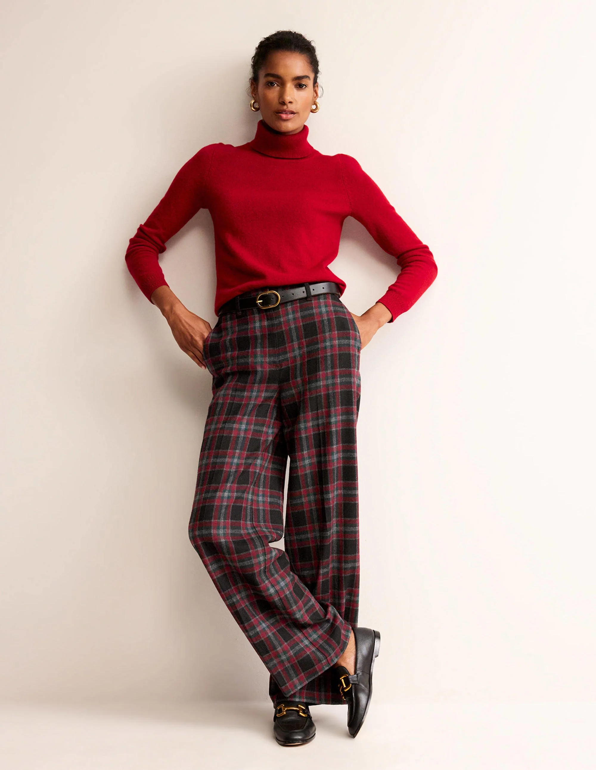 Westbourne Check Pants-Green and Brown Check