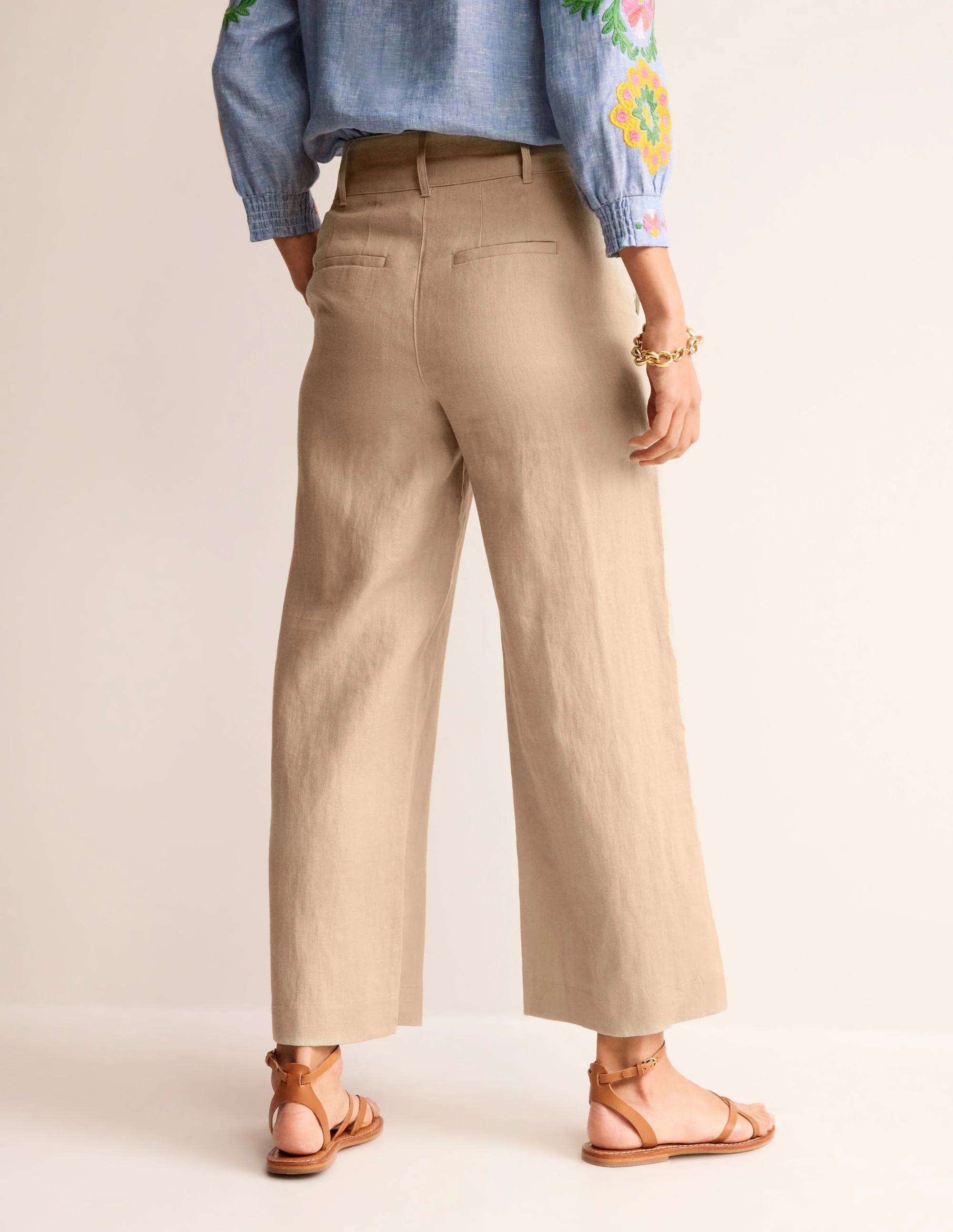 Westbourne Cropped Linen Pants-Neutral - Image 3