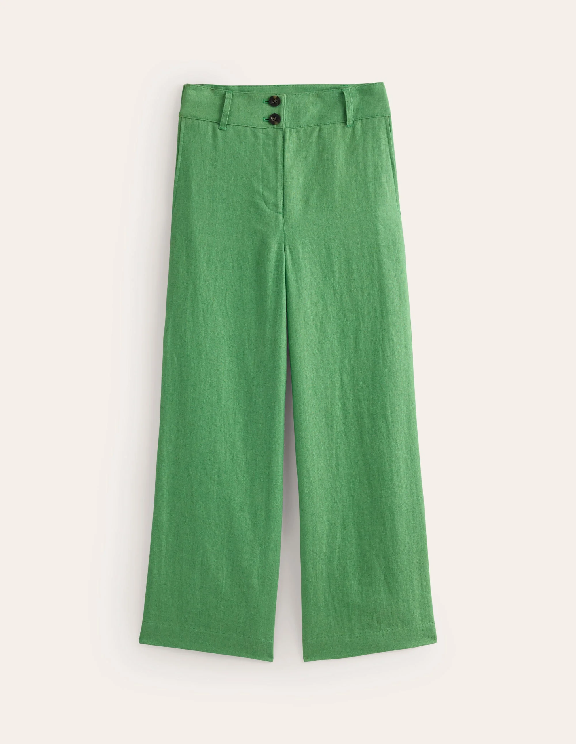 Westbourne Cropped Linen Pants-Stone Green - Image 5