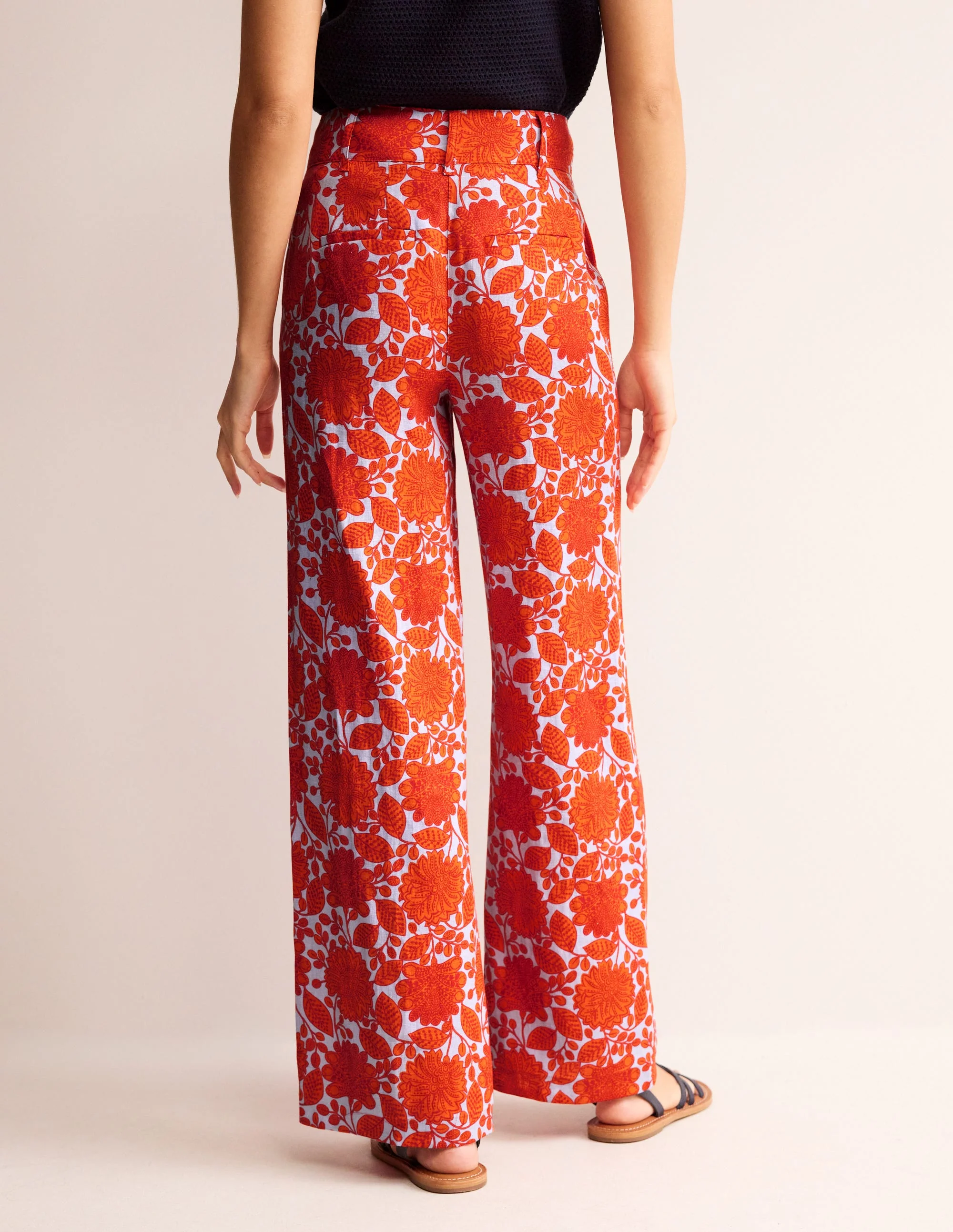Westbourne Linen Pants-Firecracker, Gardenia Swirl - Image 3
