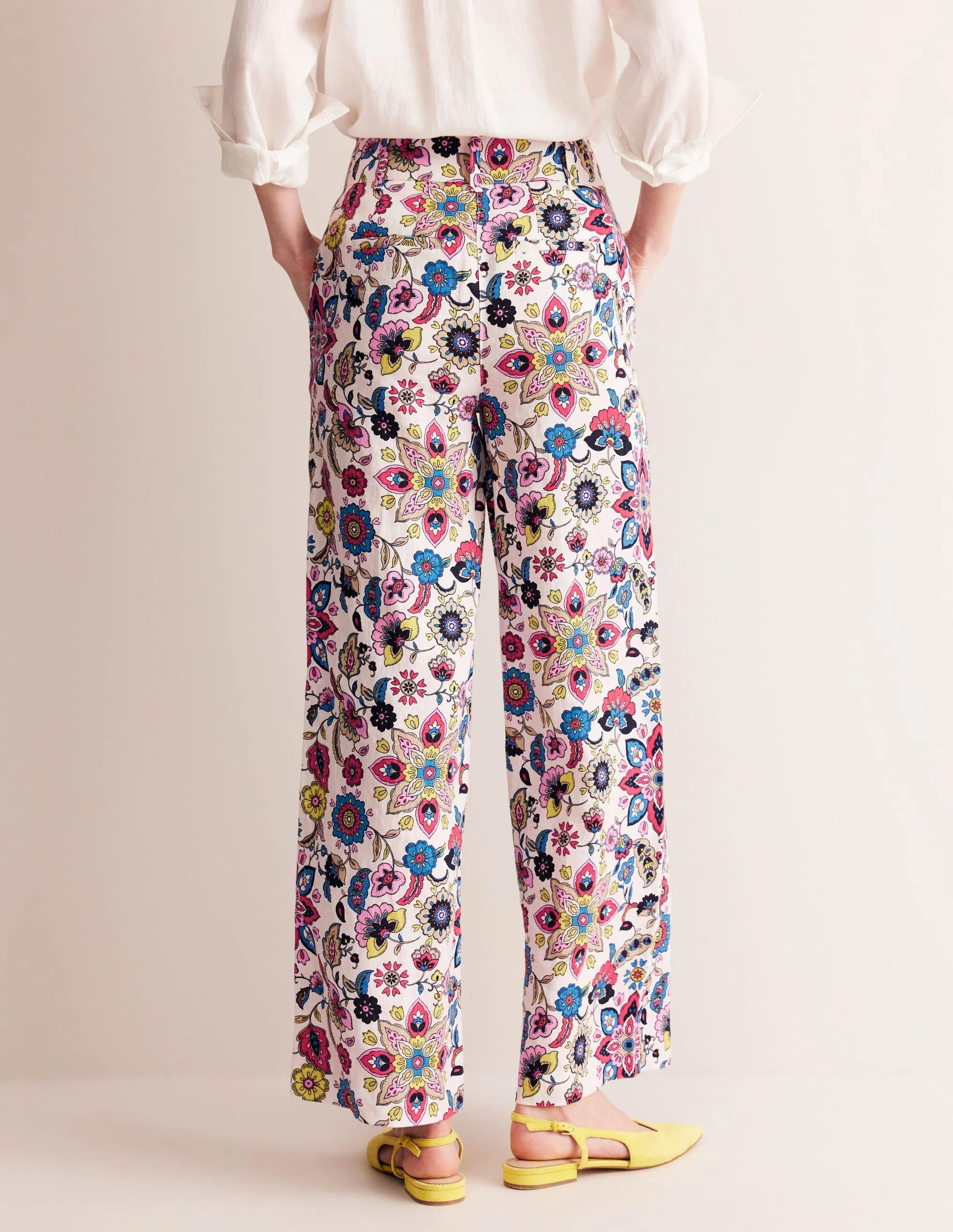 Westbourne Linen Pants-Ivory, Botanical Sprig - Image 3