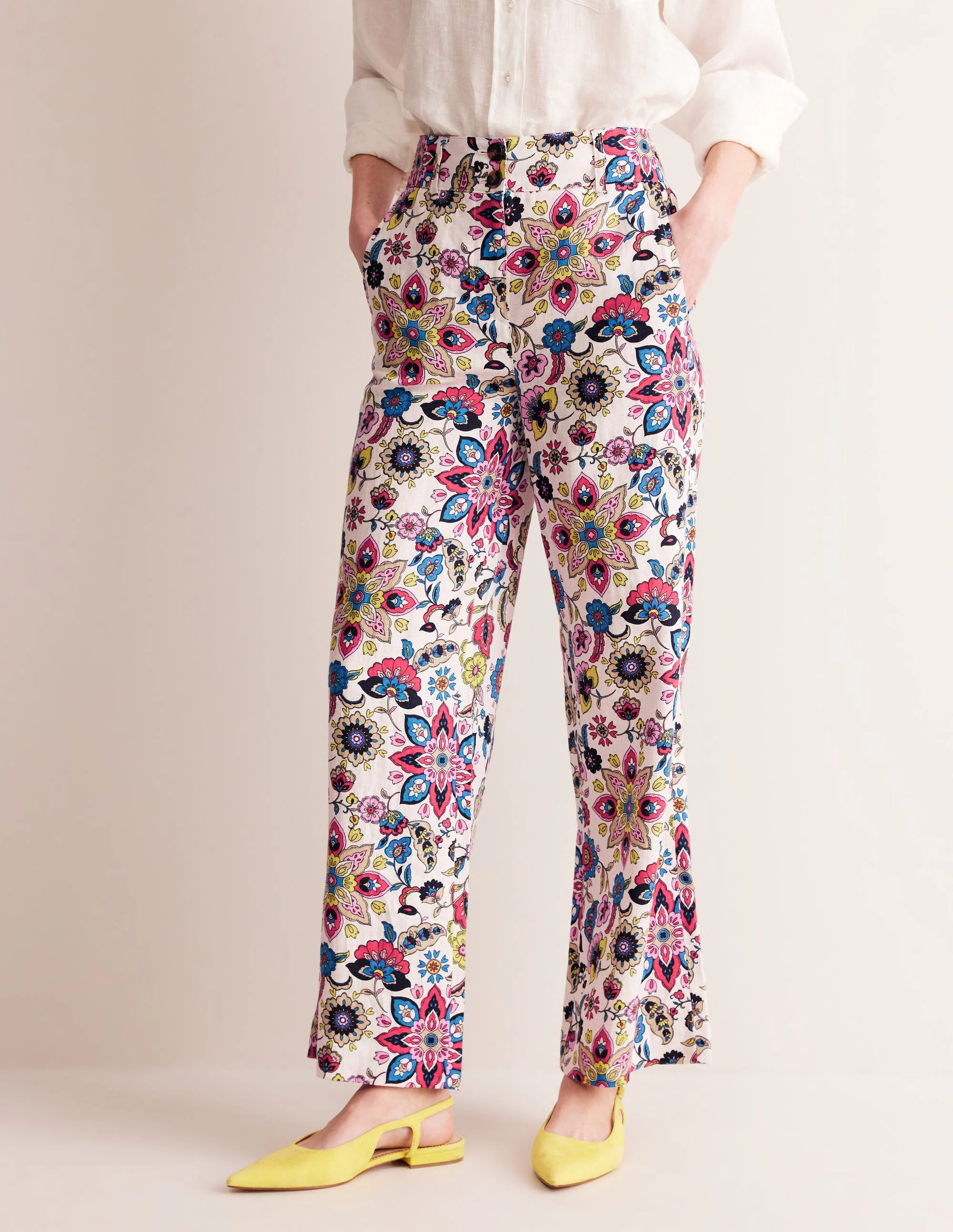 Westbourne Linen Pants-Ivory, Botanical Sprig - Image 4