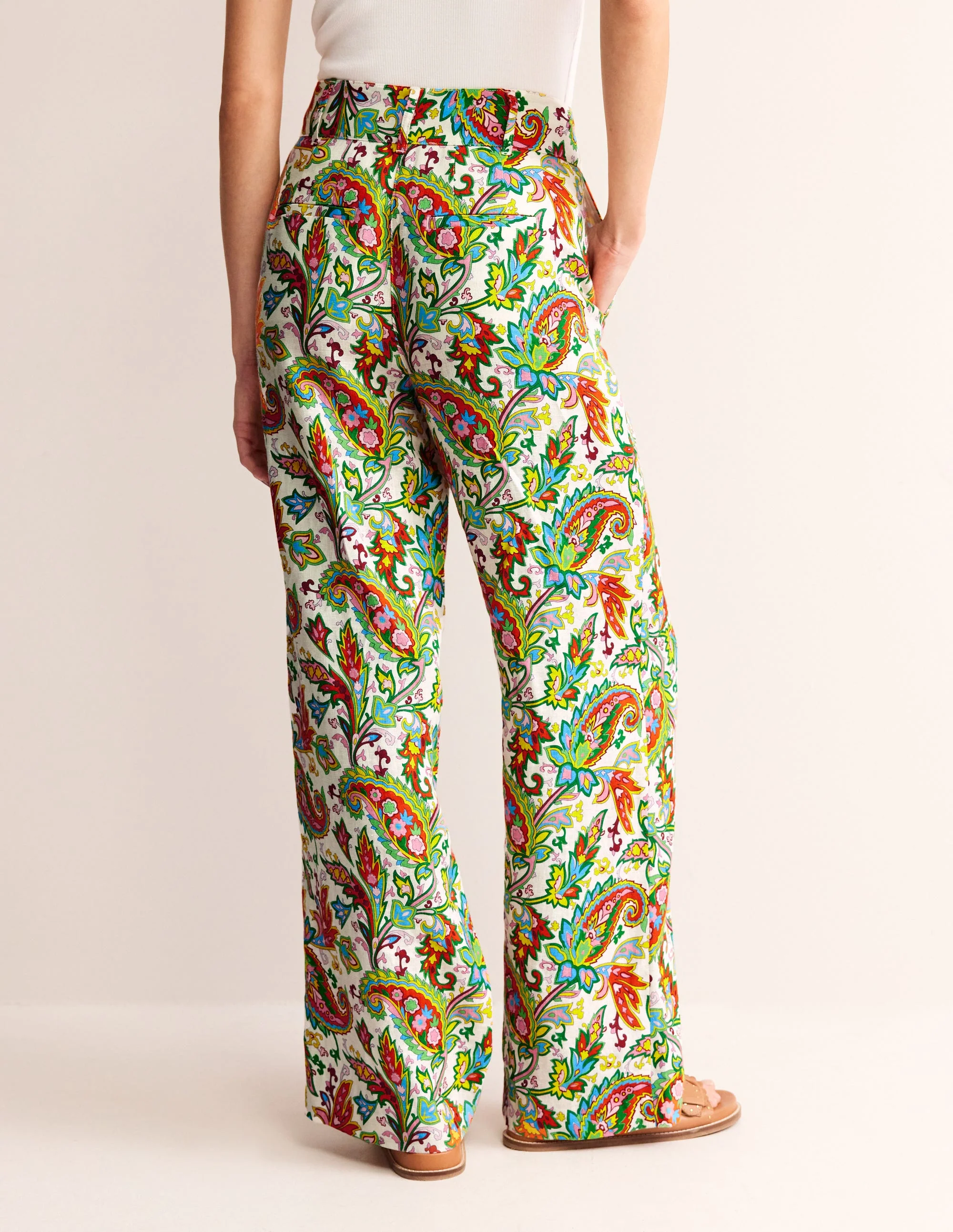 Westbourne Linen Pants-Ivory, Paisley Azure - Image 3