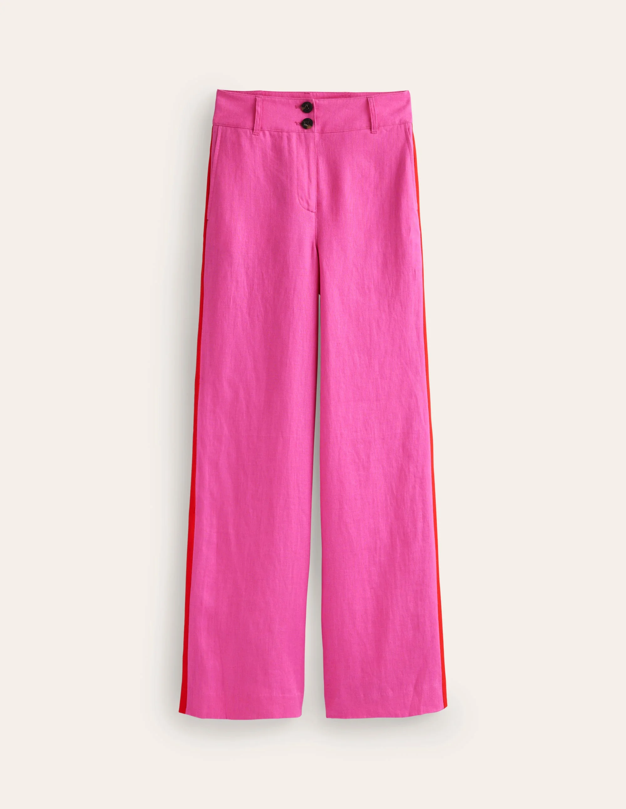 Westbourne Linen Pants-Pop Pansy, Red Side Stripe - Image 5