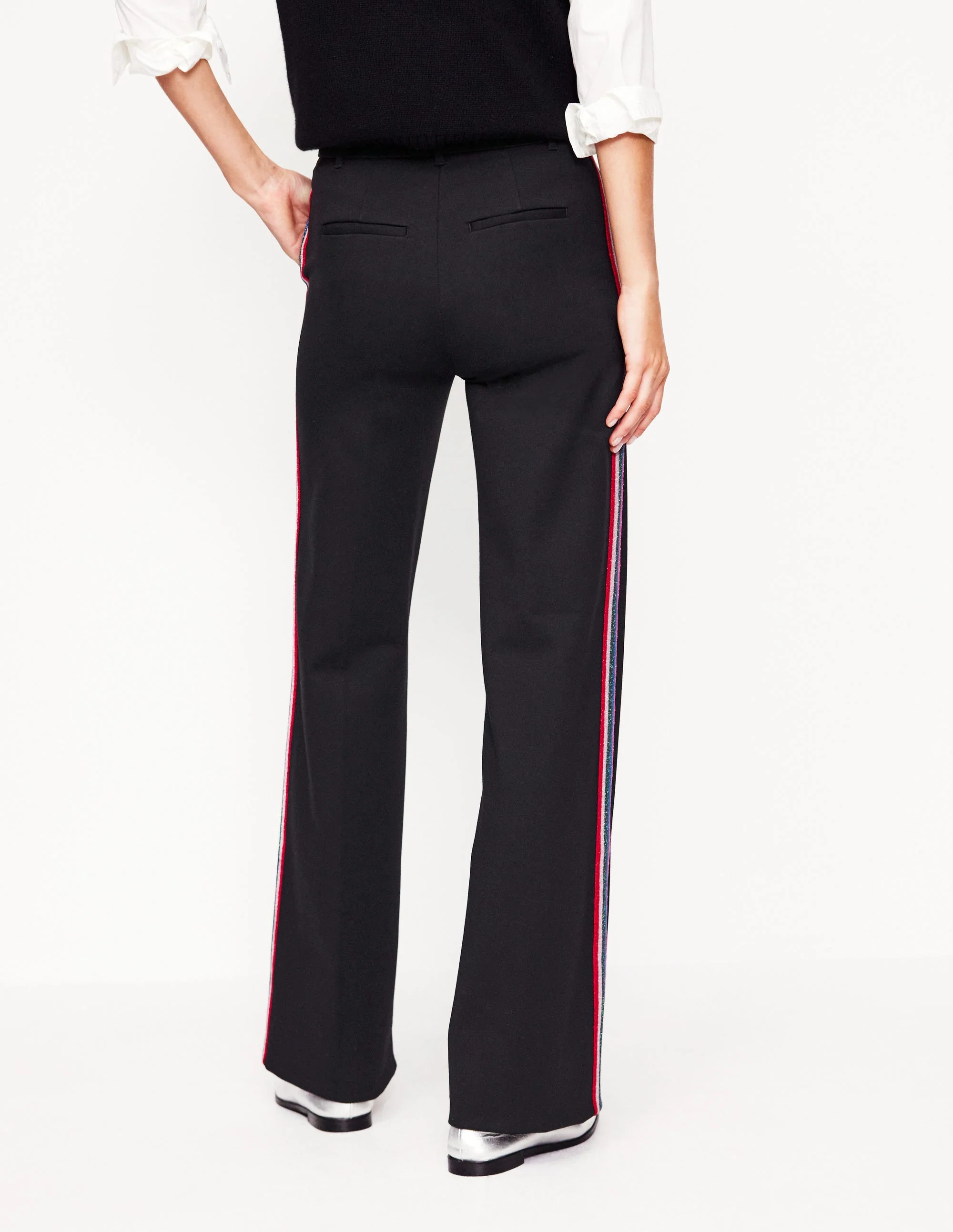 Westbourne Ponte Pants-Black, Rainbow Stripe - Image 3