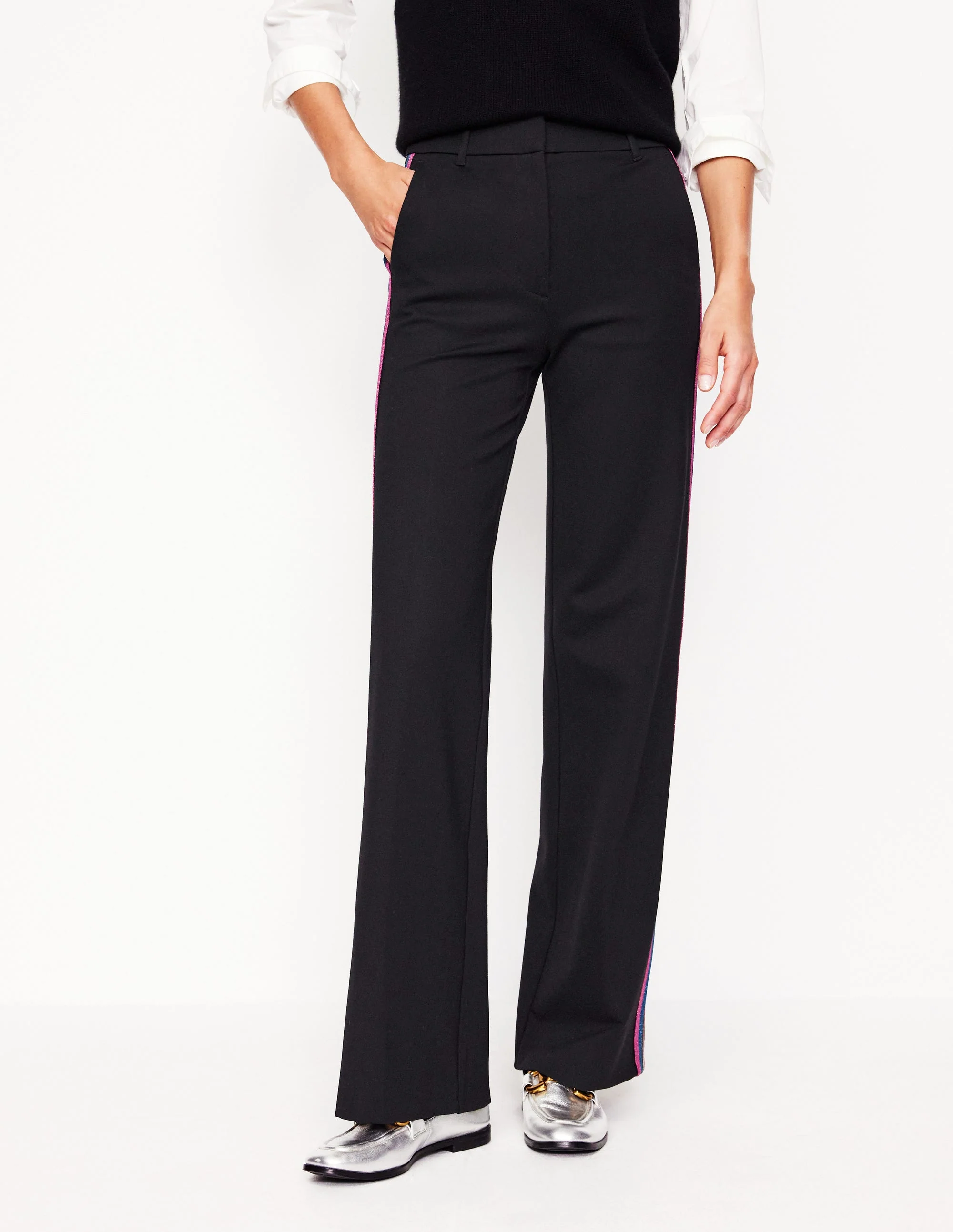Westbourne Ponte Pants-Black, Rainbow Stripe - Image 4