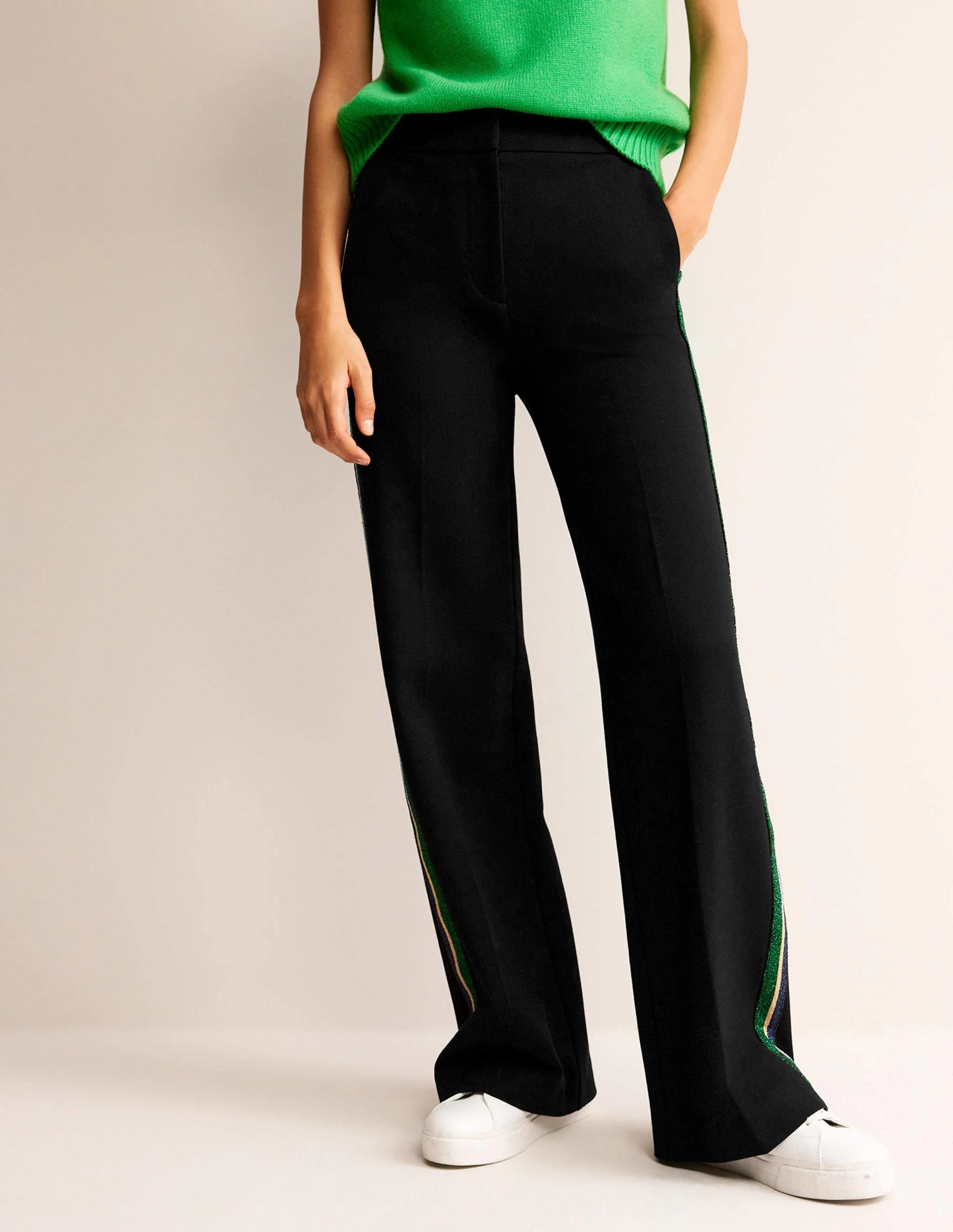 Westbourne Ponte Pants-Black with Metallic Stripe - Image 4