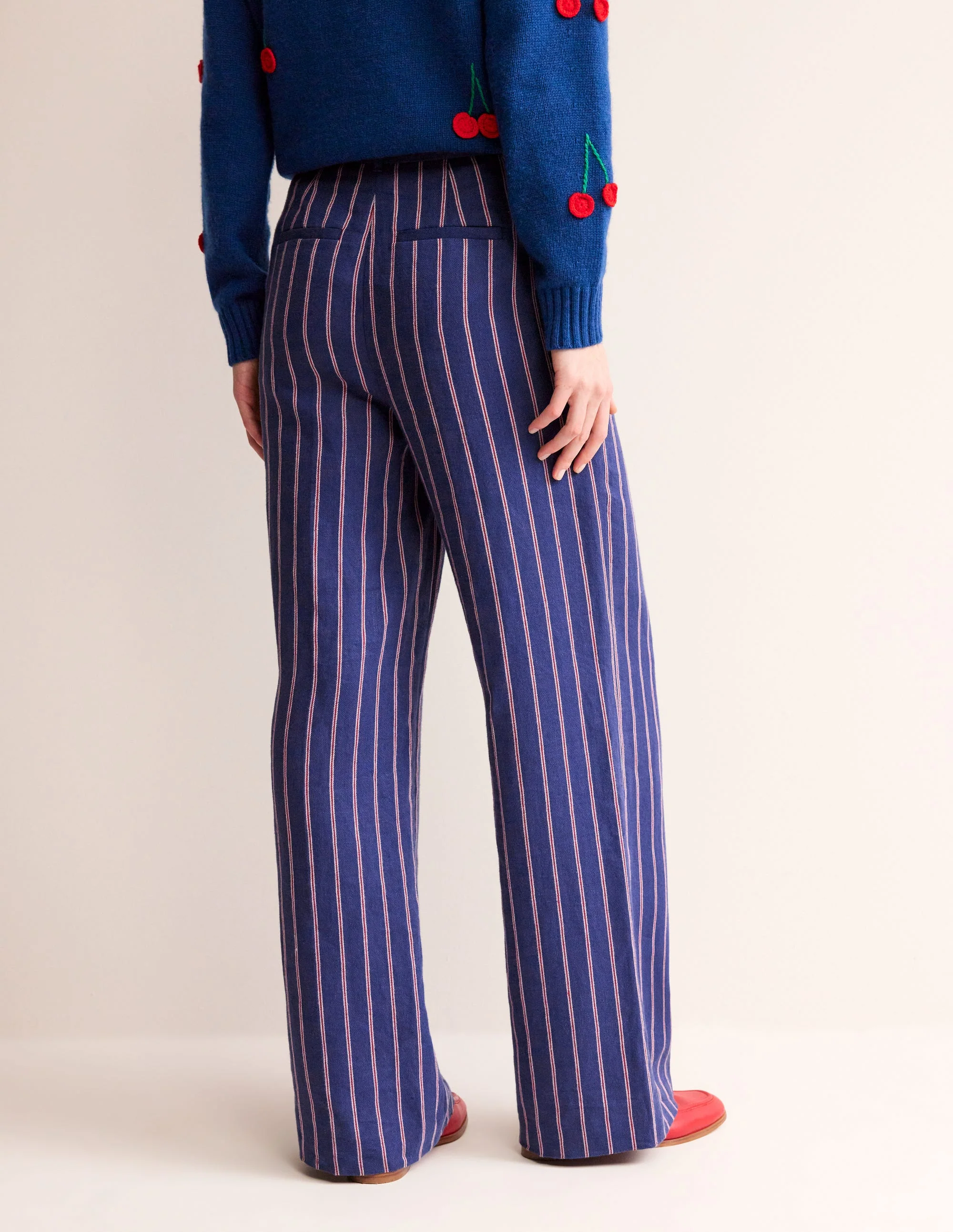 Westbourne Stripe Trouser-Navy, Red and White Stripe - Image 3