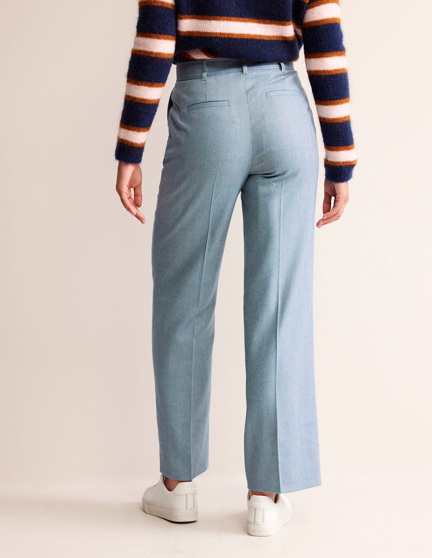 Westbourne Wool Pants-Blue Herringbone - Image 3