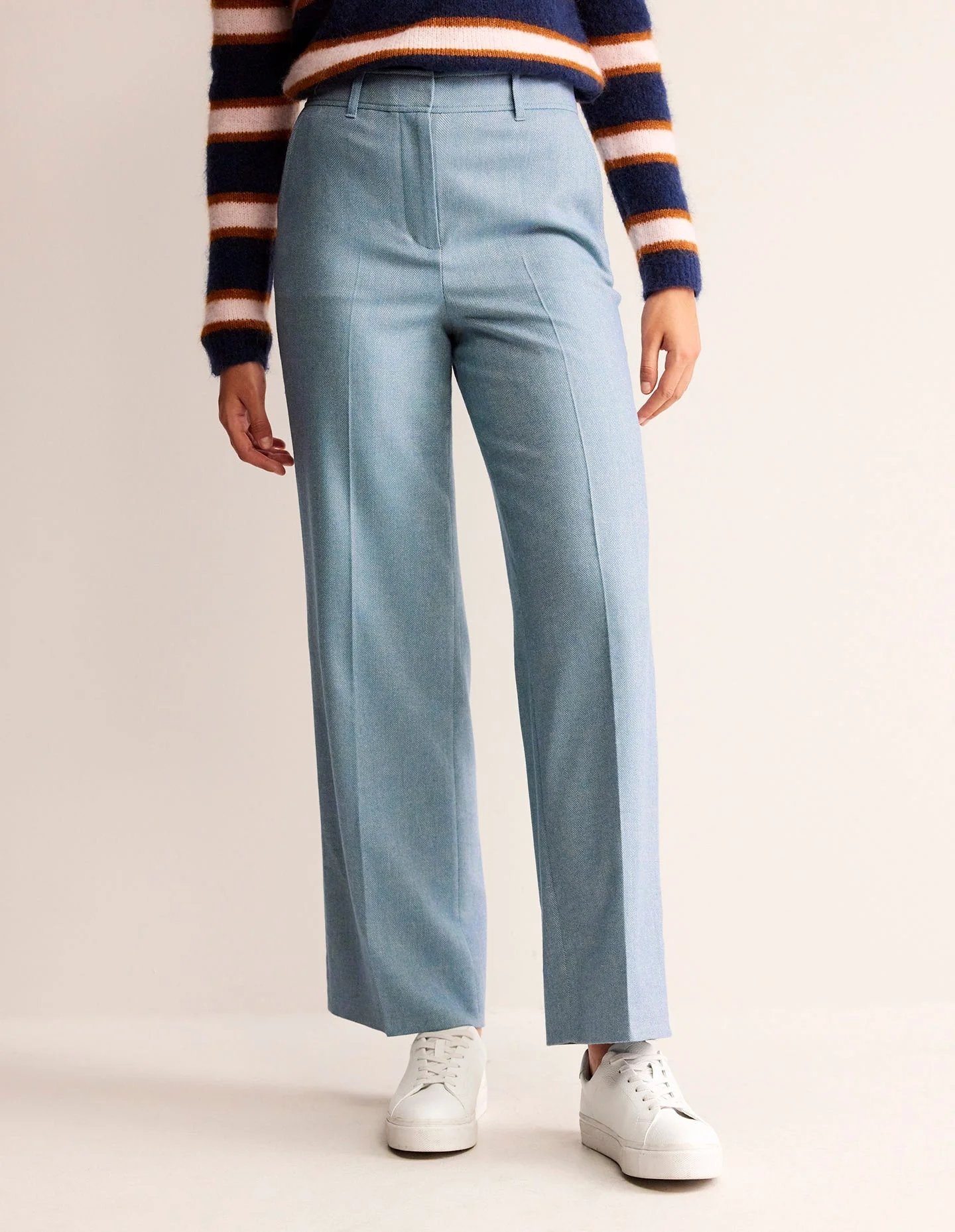 Westbourne Wool Pants-Blue Herringbone - Image 4