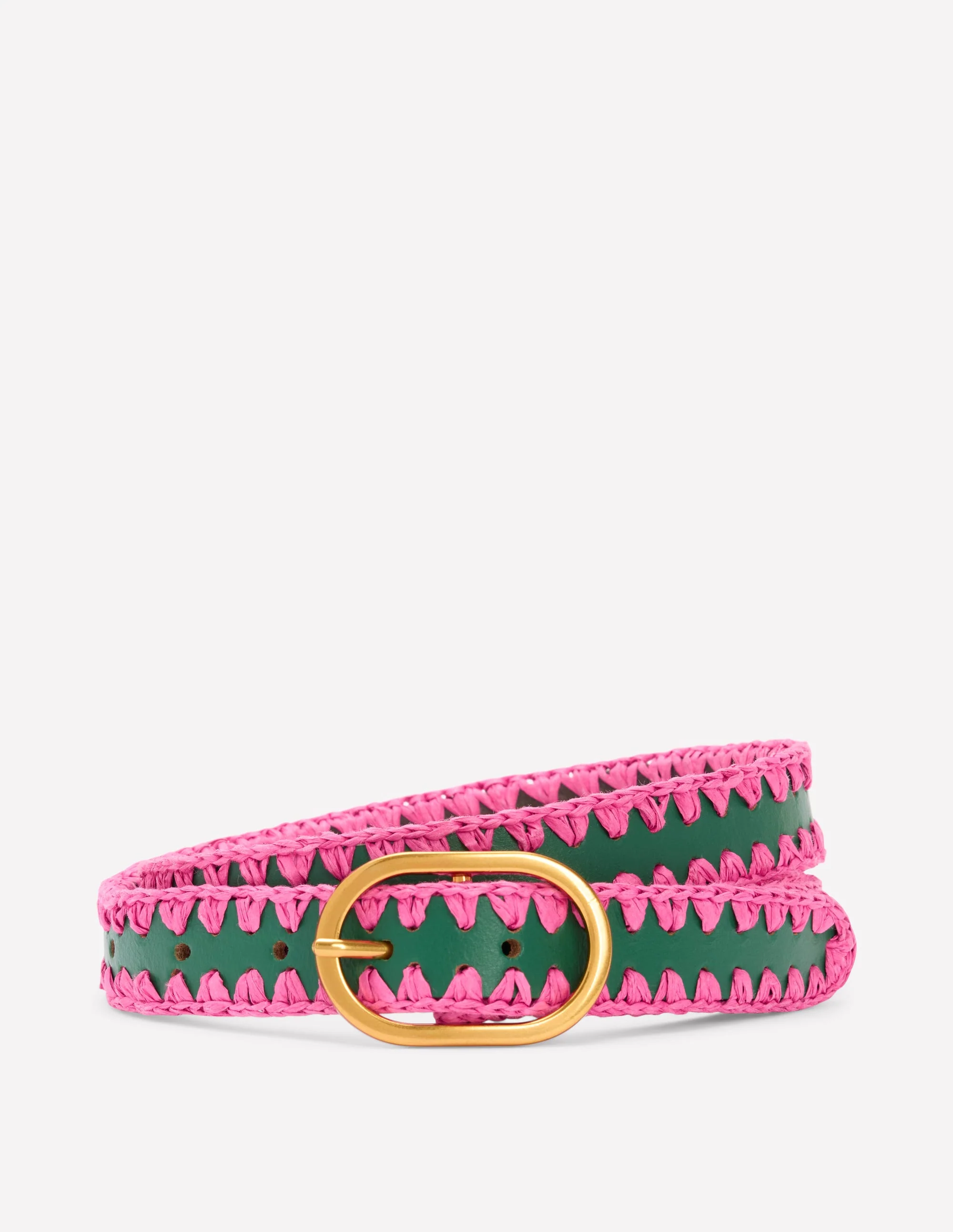 Whipstitch Classic Belt-Green/Sorbet Pink