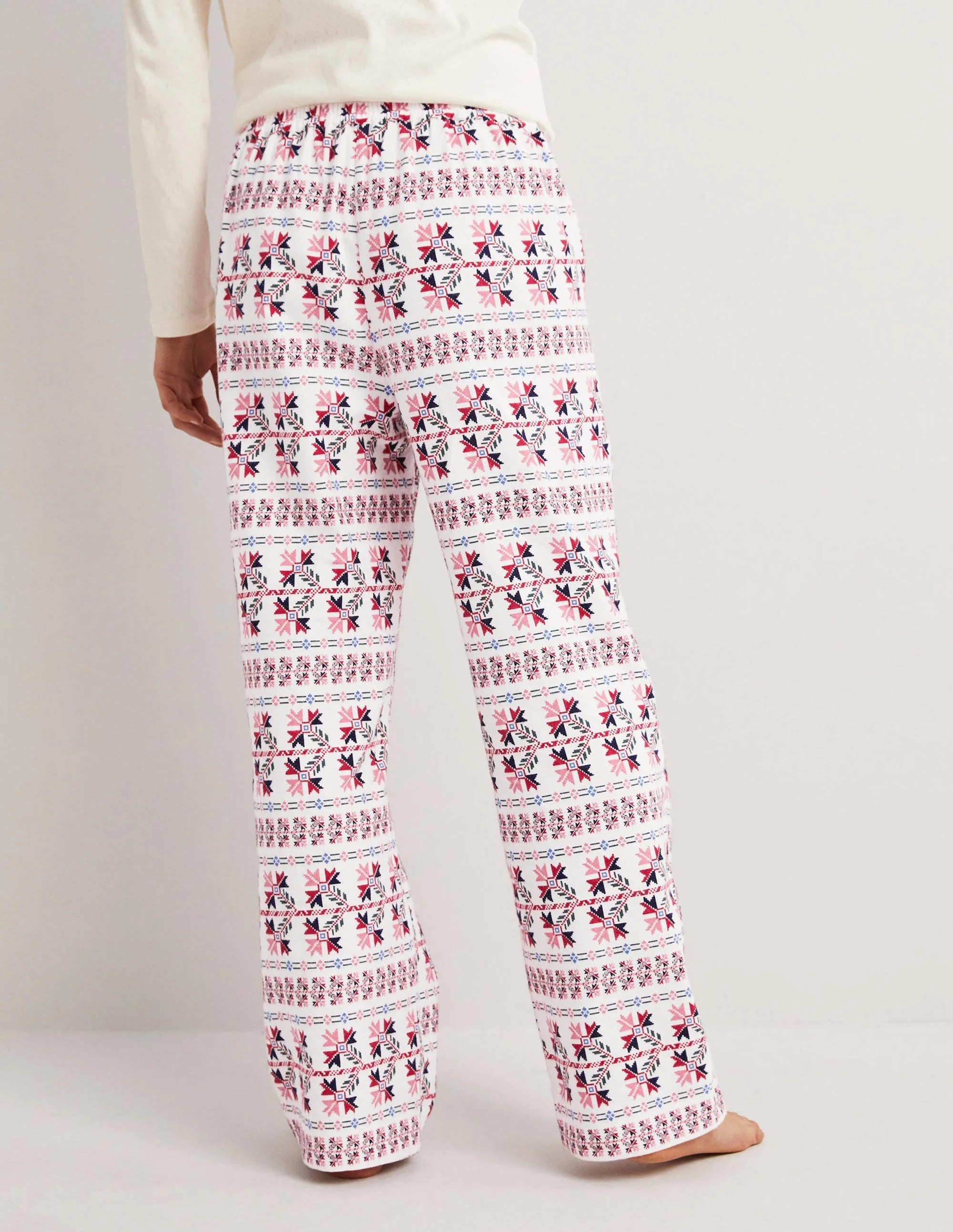 White Aztec Print Pajama Bottoms-Ivory, Aztec Bloom - Image 3