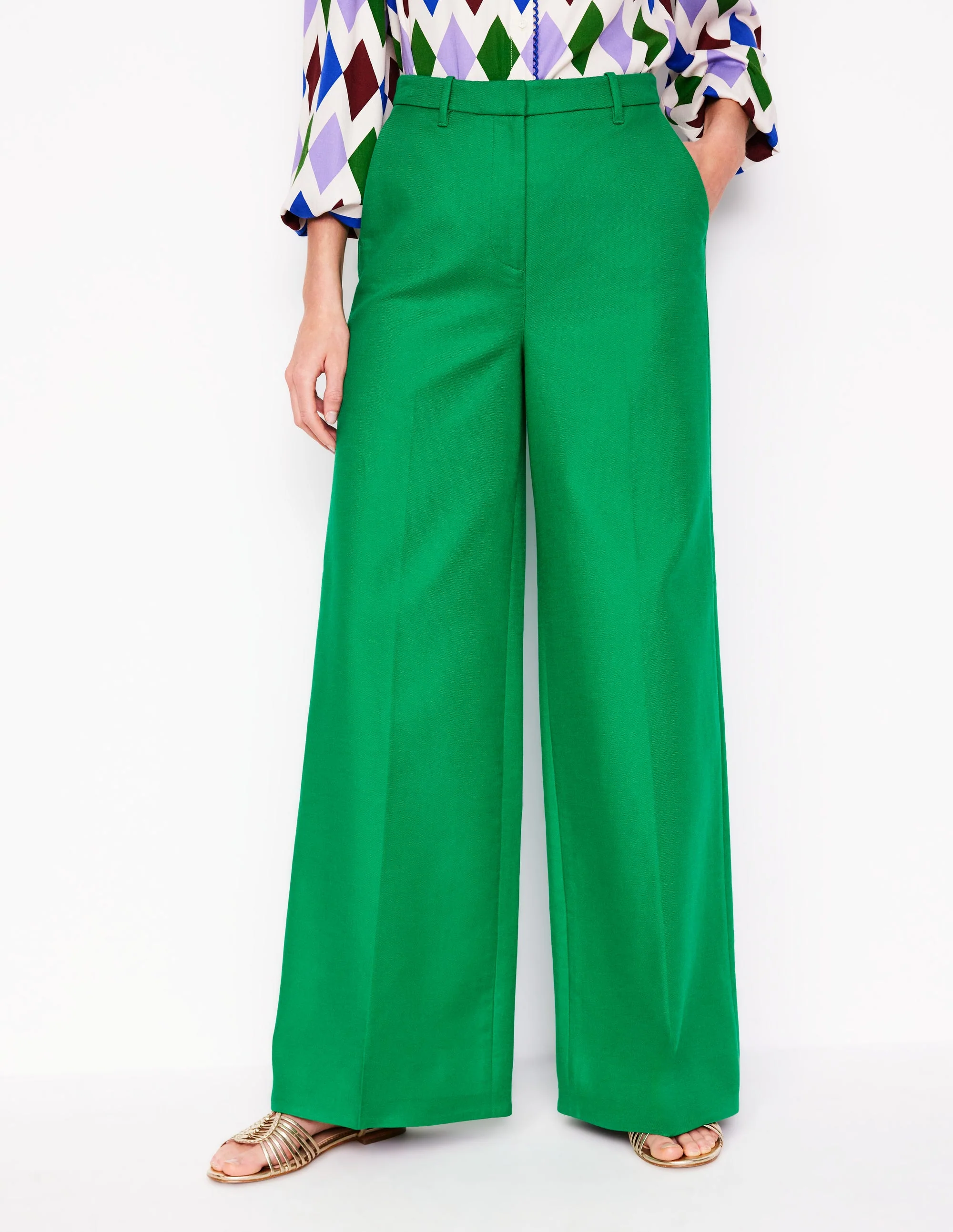 Wide Flare Pants-Rich Emerald - Image 5