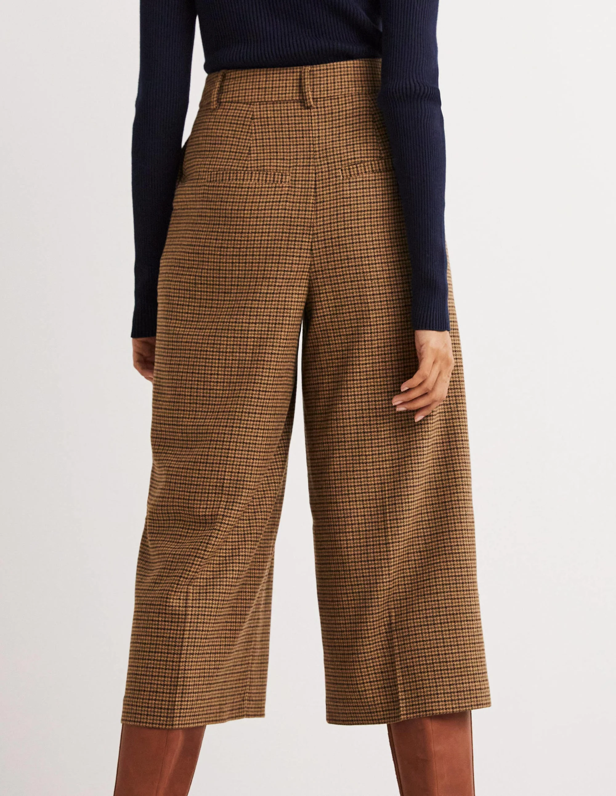 Wide Leg Culottes-Mini Brown Dogstooth - Image 3