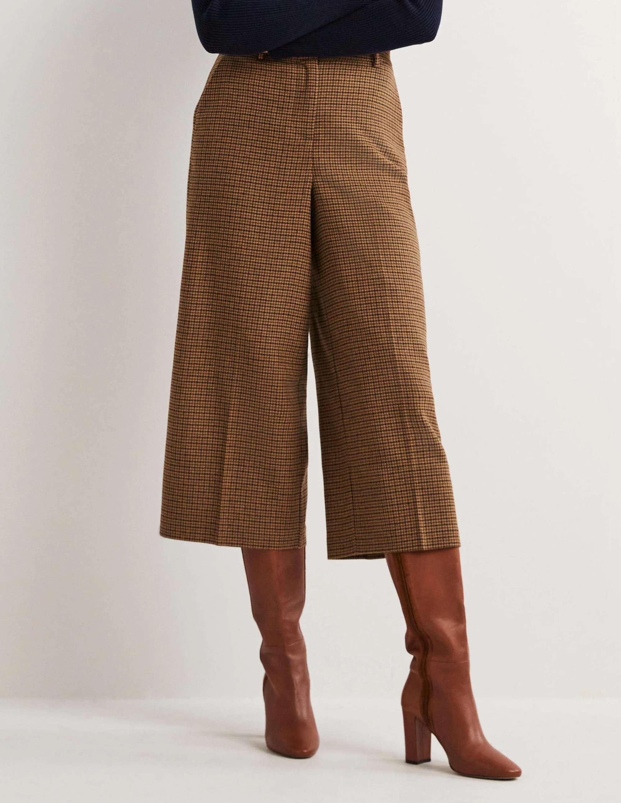 Wide Leg Culottes-Mini Brown Dogstooth - Image 4