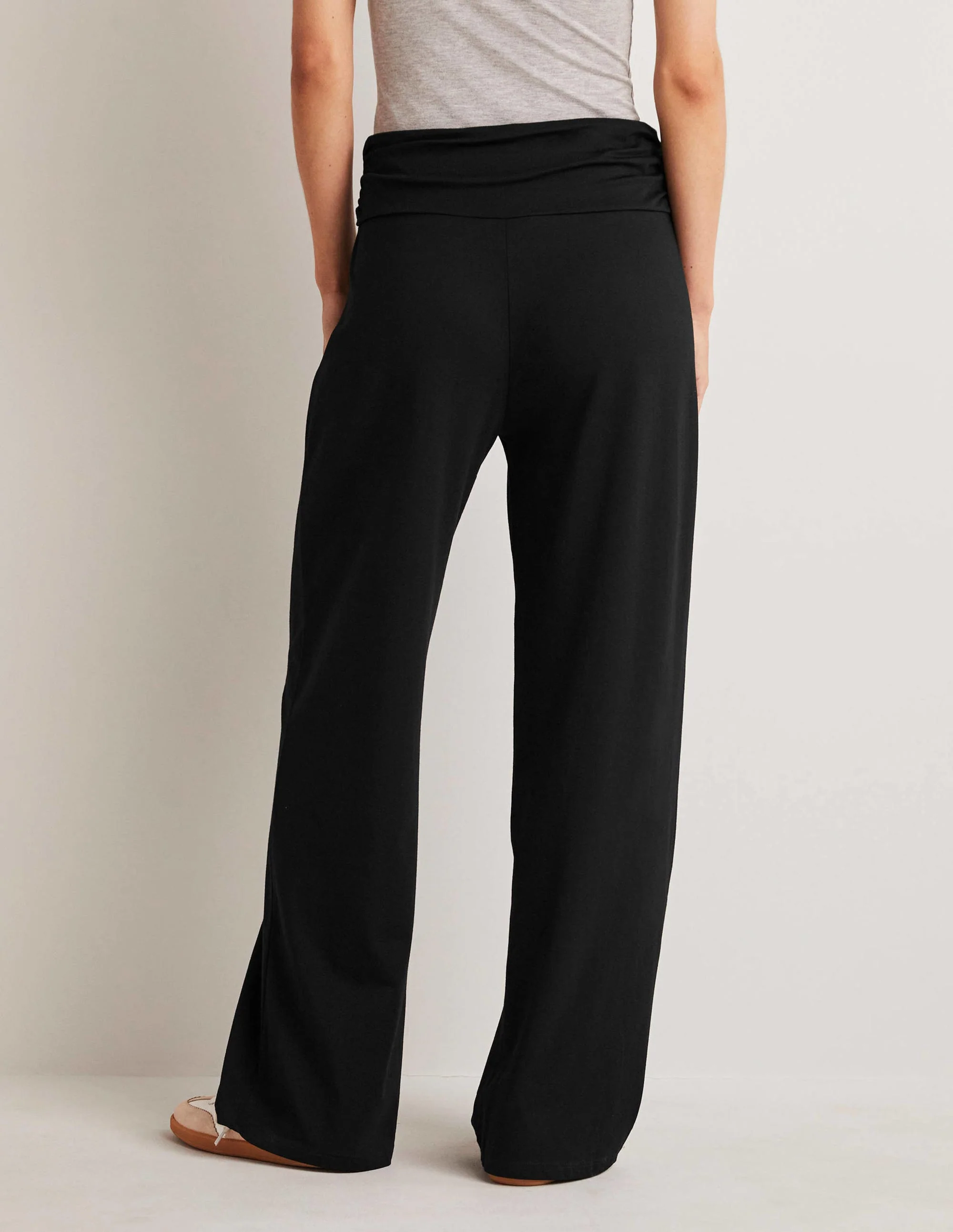 Wide Leg Jersey Pants-Black - Image 7