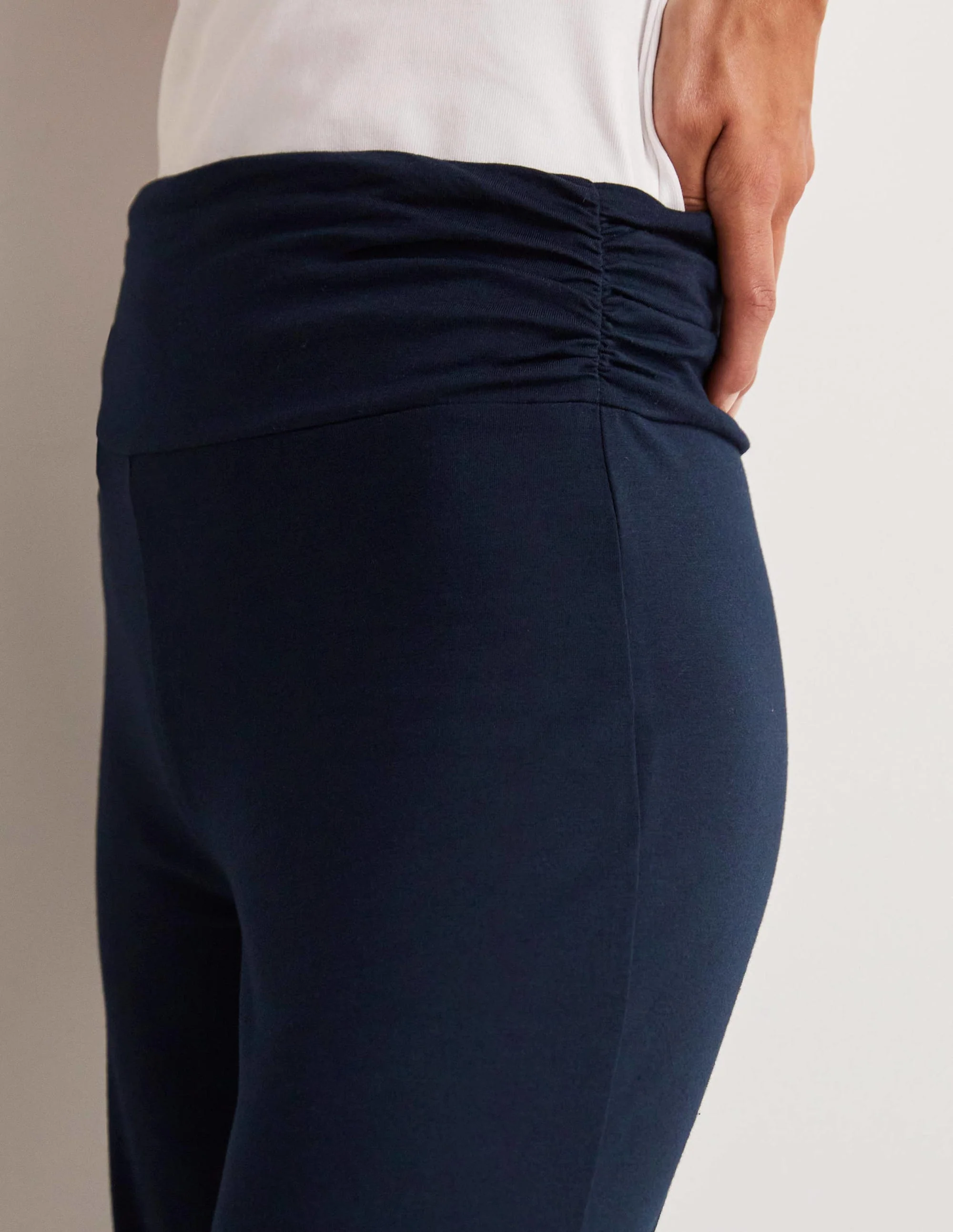 Wide Leg Jersey Pants-Navy - Image 6