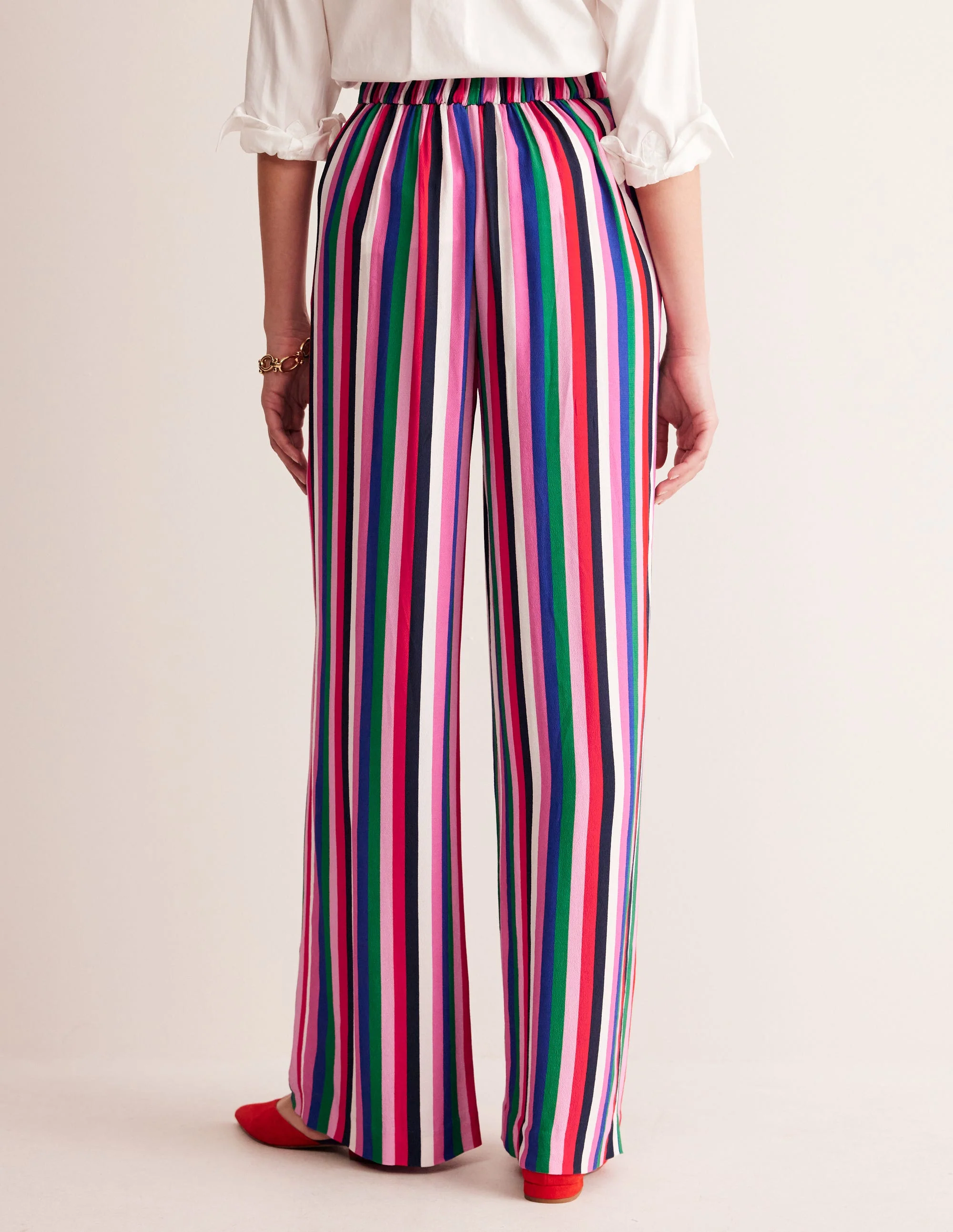 Wide Leg Pull-on Pants-Rainbow Stripe - Image 3