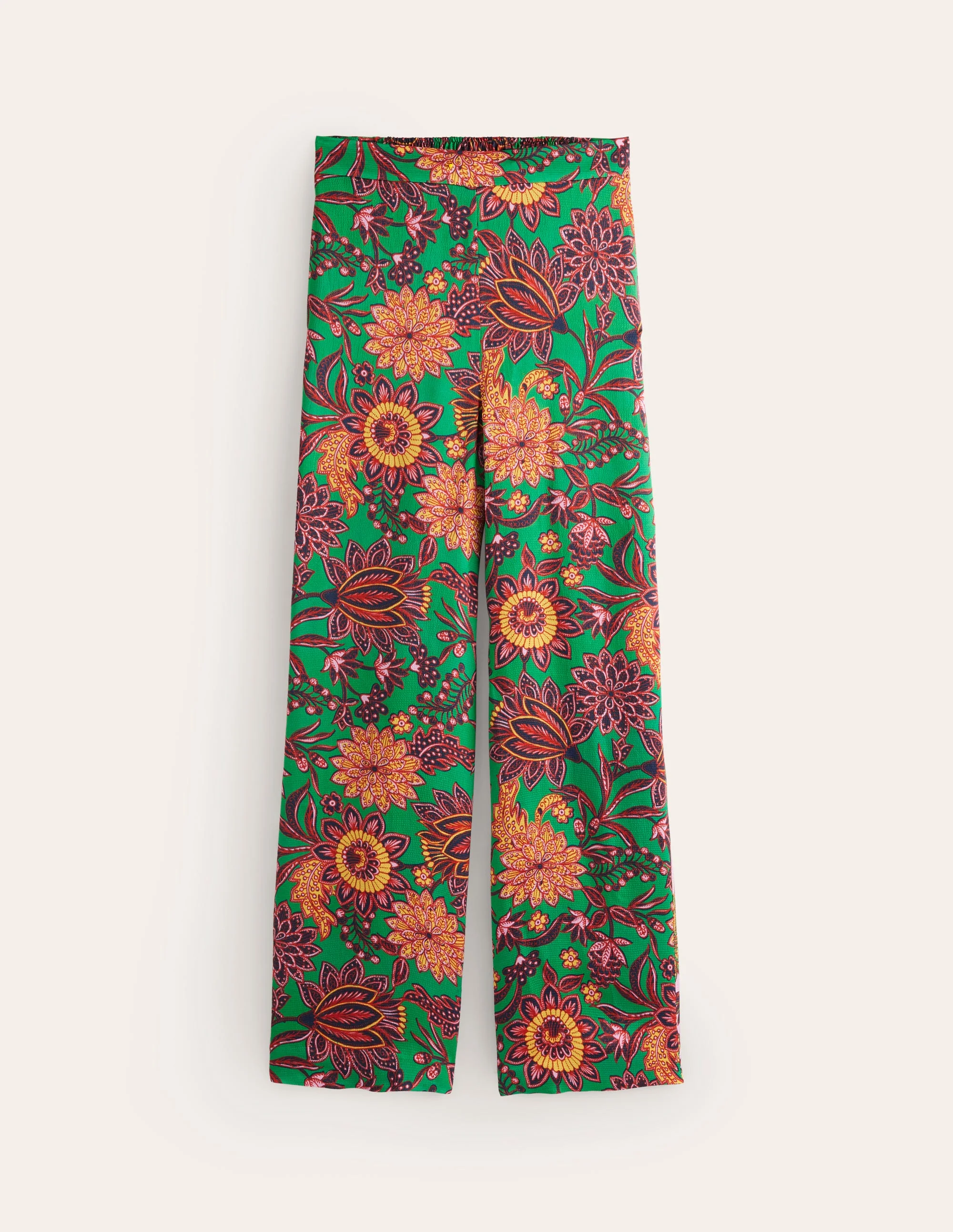 Wide Leg Pull-on Pants-Rich Emerald, Ornate Bud - Image 6