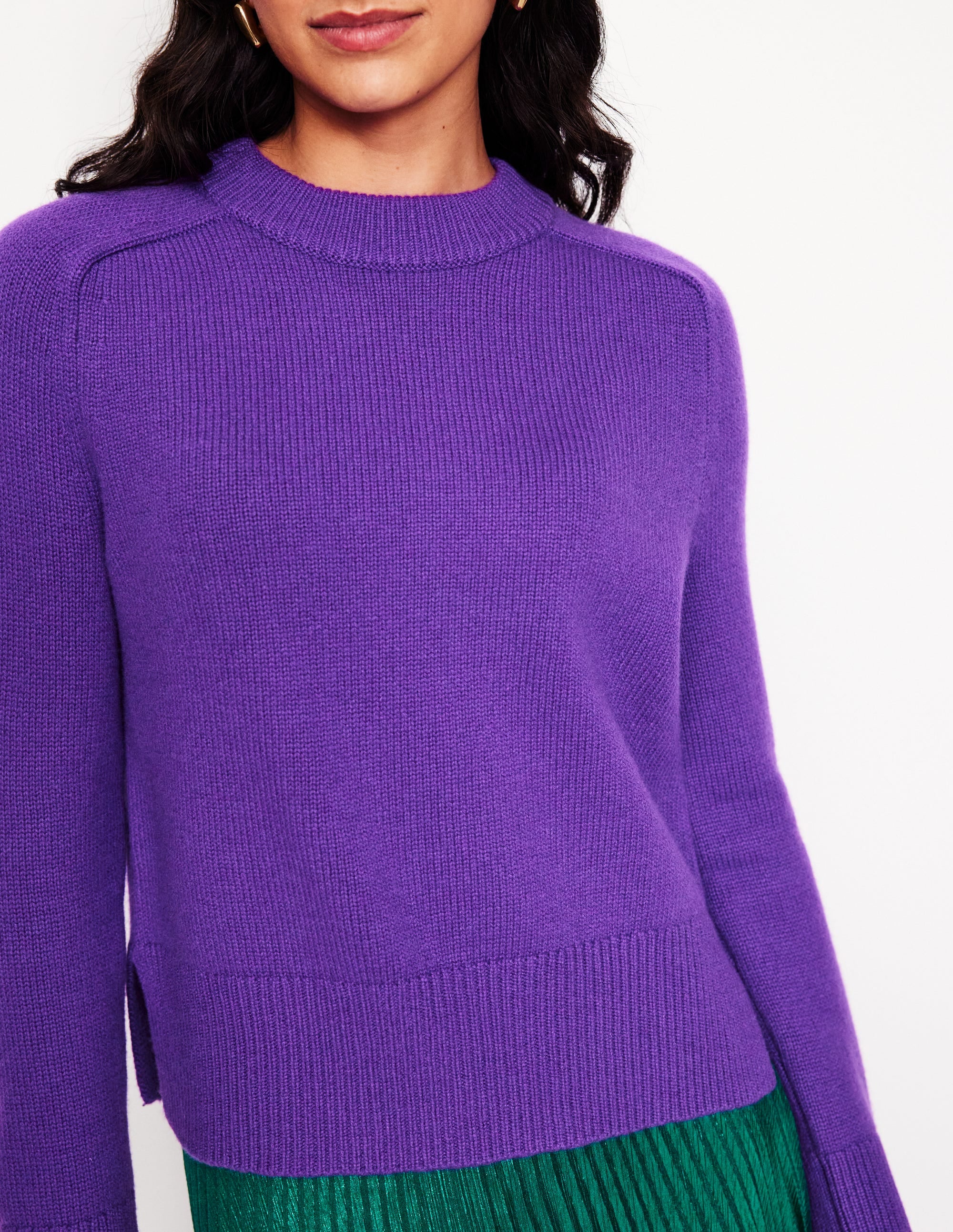 Wide Sleeve Cashmere Sweater-Ameythyst Purple - Image 2