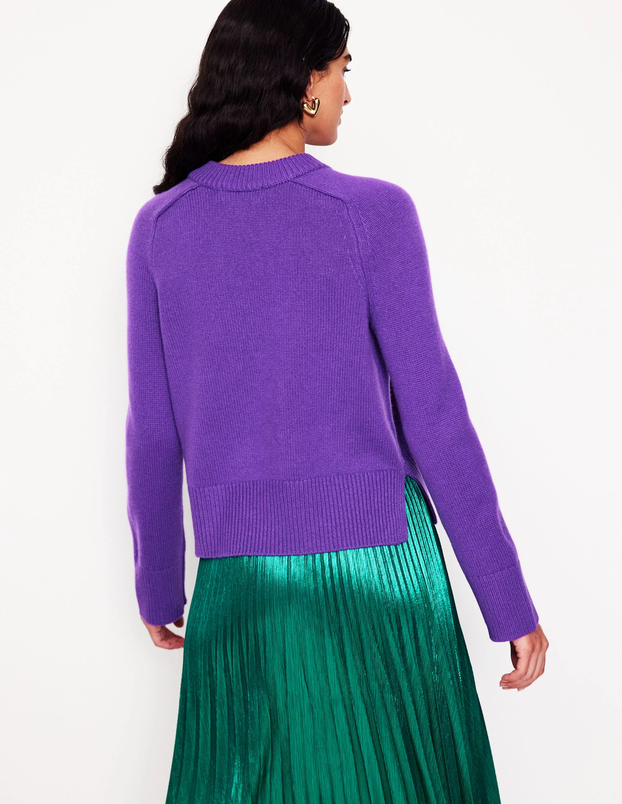 Wide Sleeve Cashmere Sweater-Ameythyst Purple - Image 3
